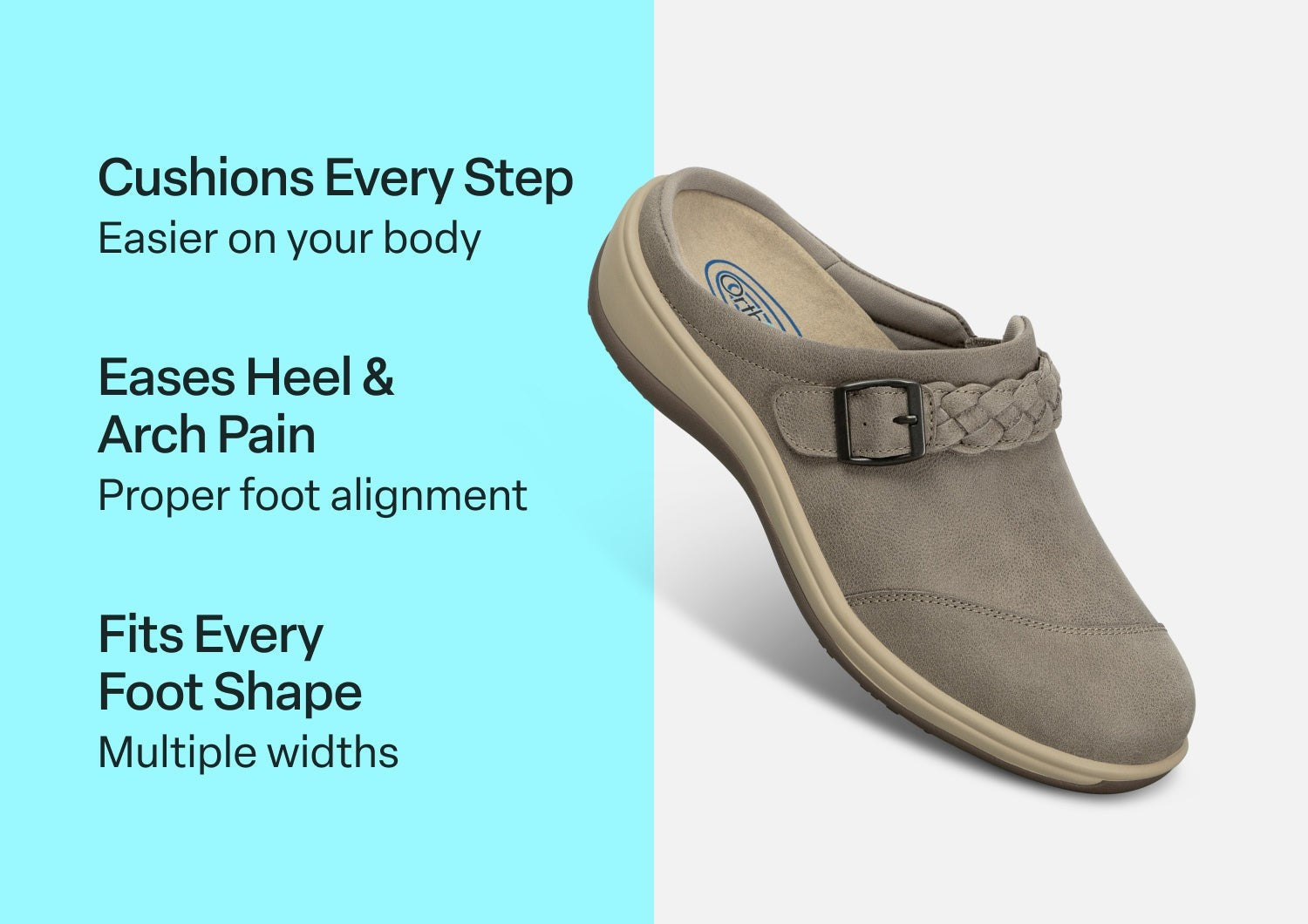 Orthofeet Irma Women's Clog - Taupe - Comfort Benefits - 3