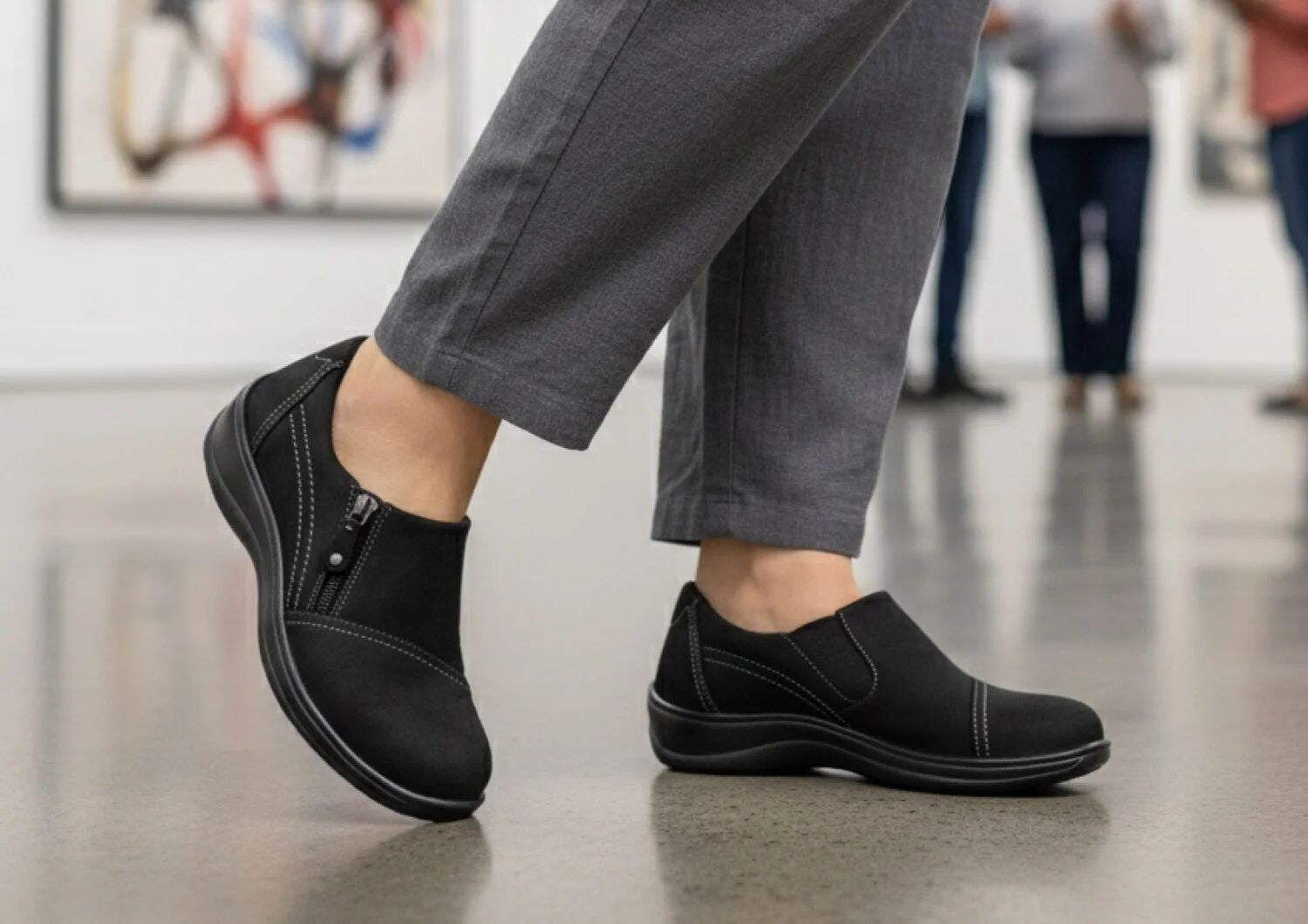 Orthofeet Jade Cushioned Arch Support Women's Casual - Black - Lifestyle View - 7