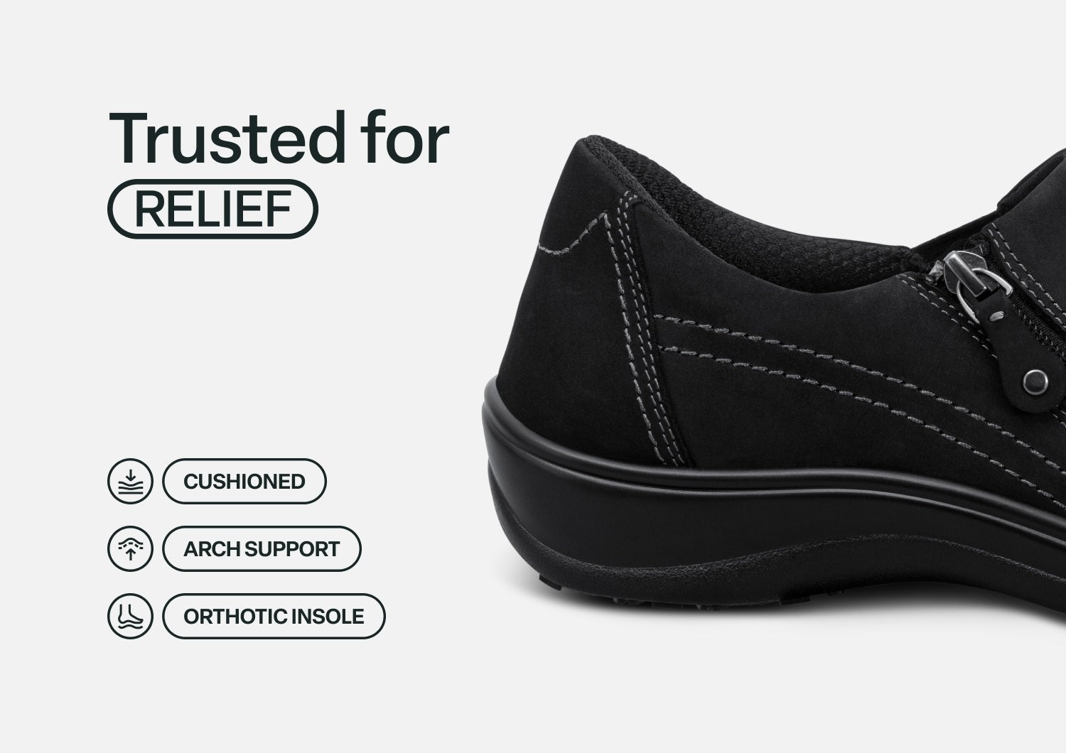 Orthofeet Jade Cushioned Arch Support Women's Casual - Black - Feature Detail - 4