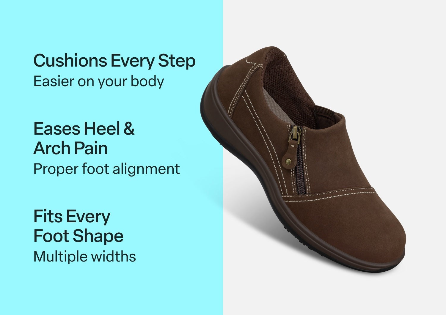 Orthofeet Jade Cushioned Arch Support Women's Casual - Brown - Comfort Benefits - 3
