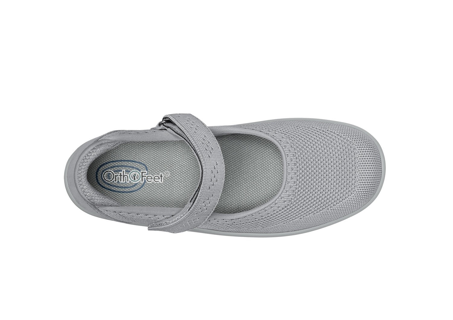 Orthofeet Jessa Cushioned Support Women's Casual Mary Jane - Gray - Bird's Eye View - 6