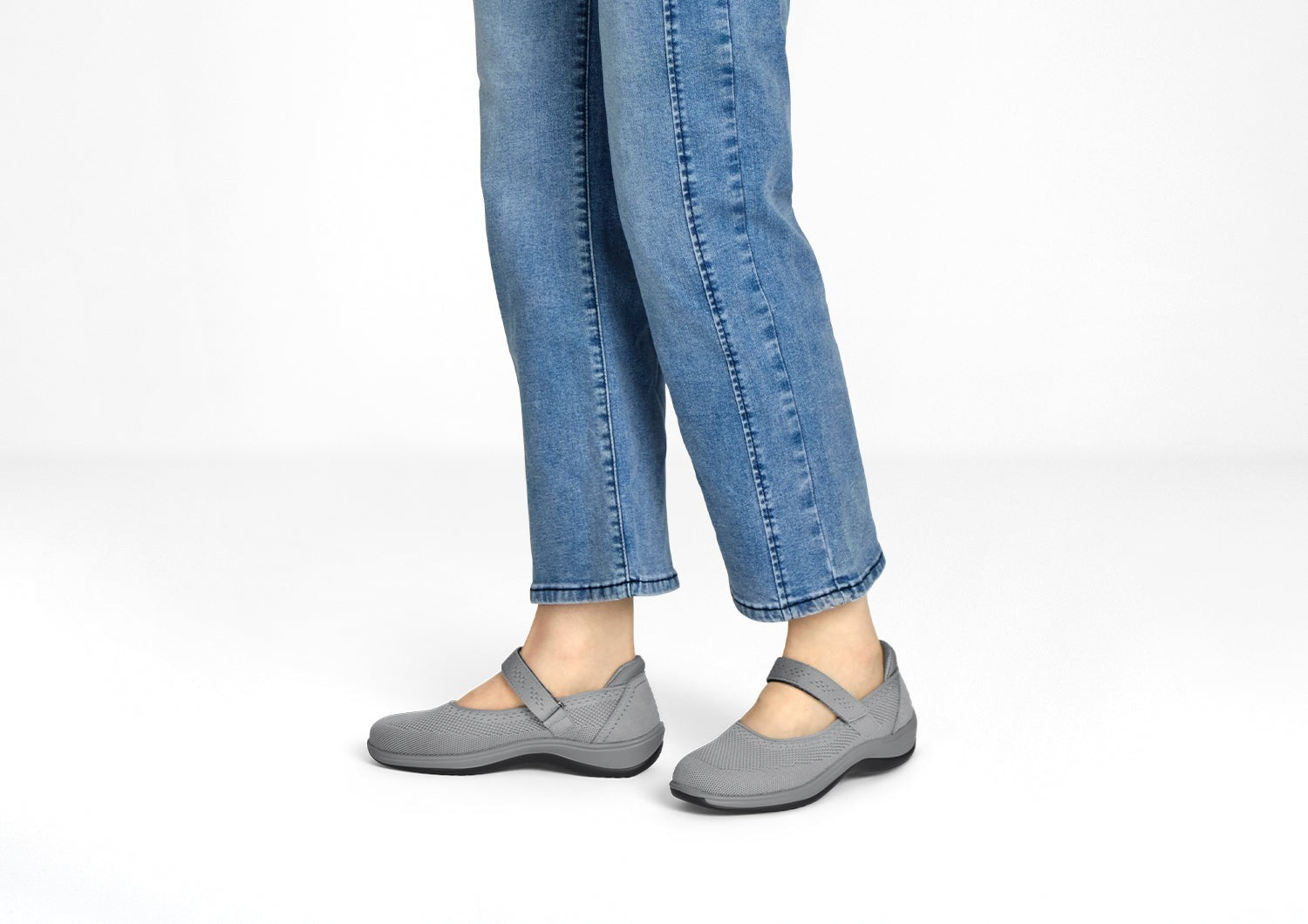 Orthofeet Jessa Cushioned Support Women's Casual Mary Jane - Gray - Lifestyle View - 2