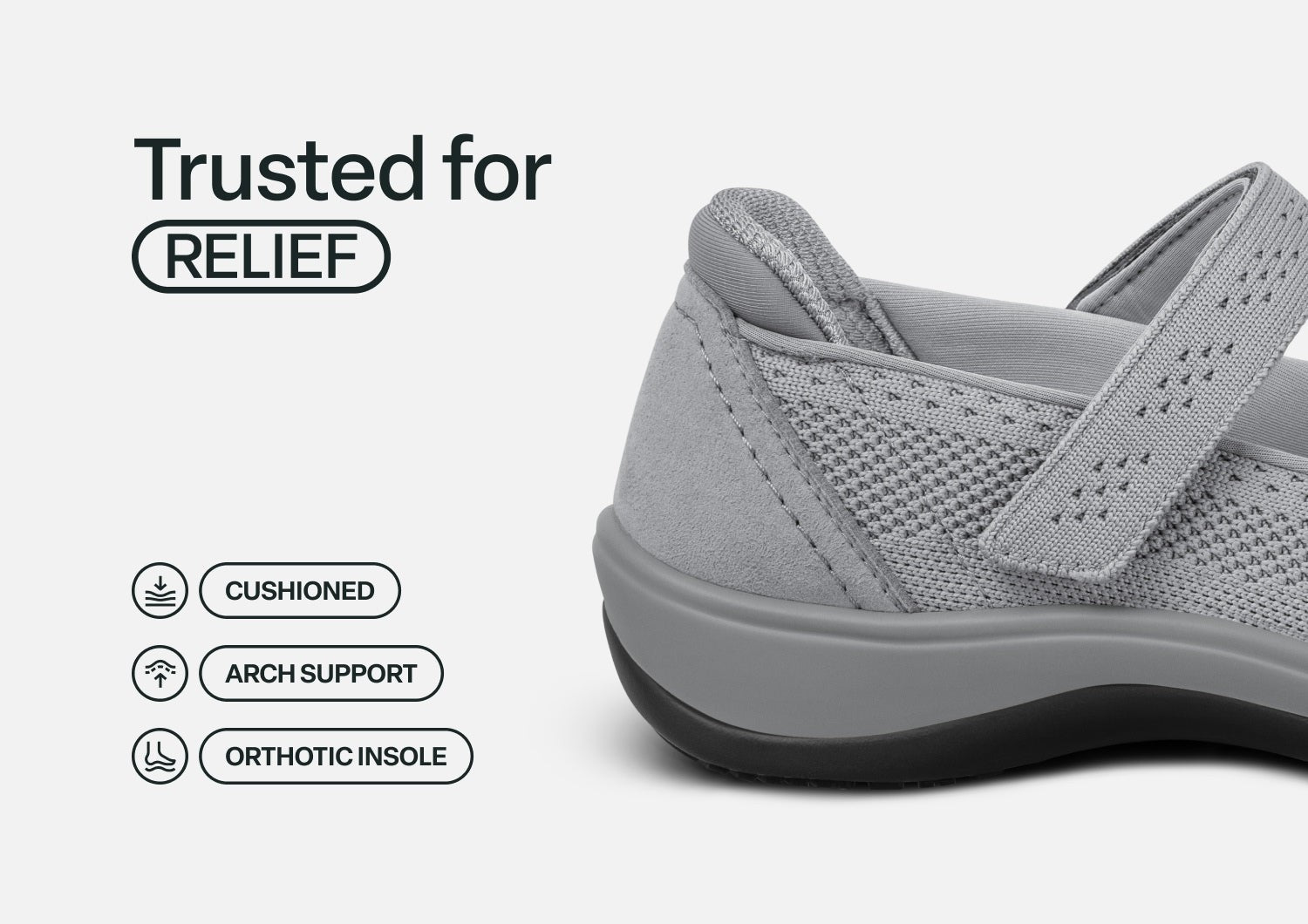 Orthofeet Jessa Cushioned Support Women's Casual Mary Jane - Gray - Feature Detail - 4
