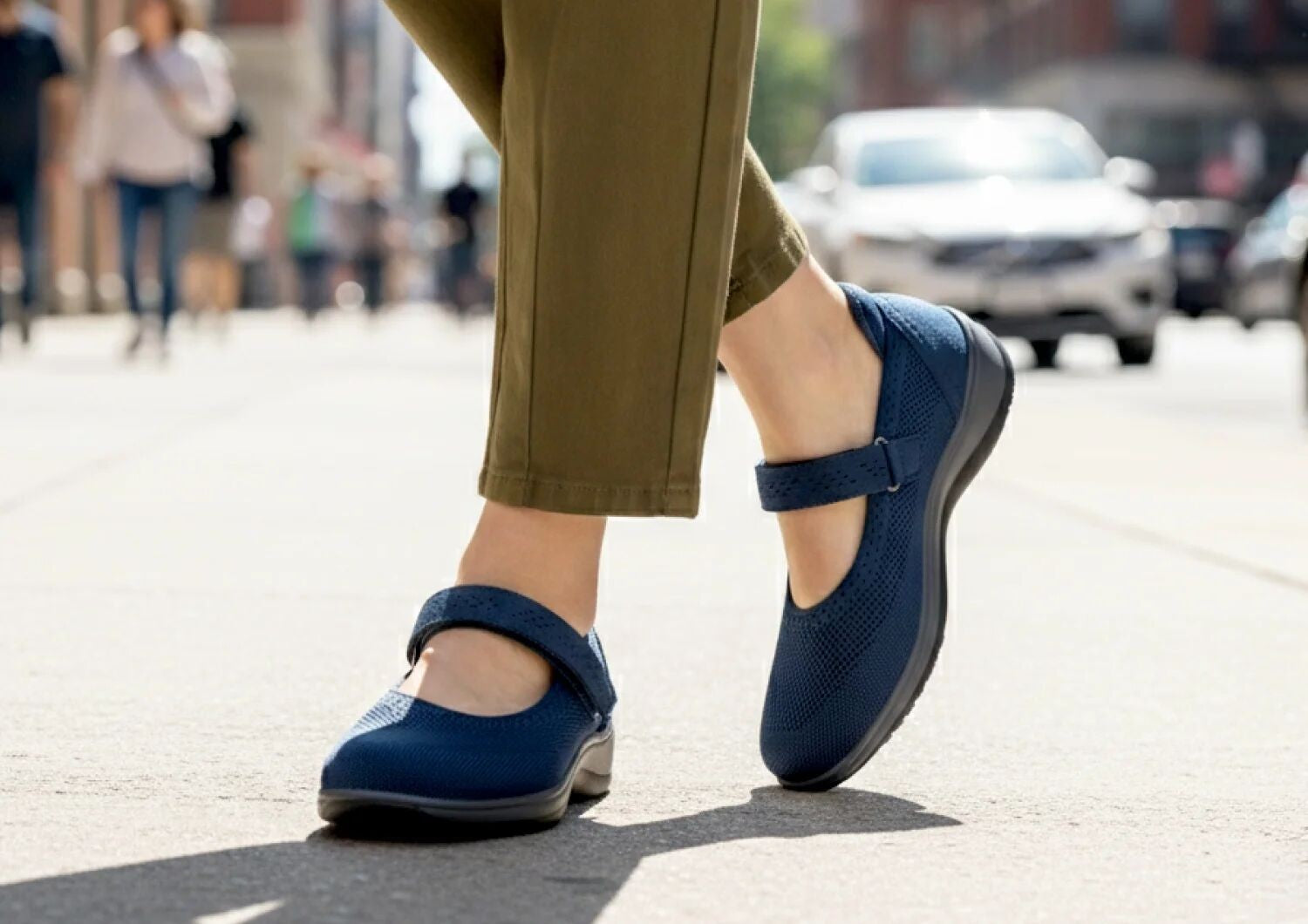 Orthofeet Jessa Cushioned Support Women's Casual Mary Jane - Navy - Lifestyle View - 8