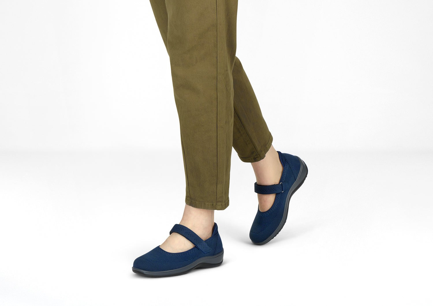 Orthofeet Jessa Cushioned Support Women's Casual Mary Jane - Navy - Lifestyle View - 2