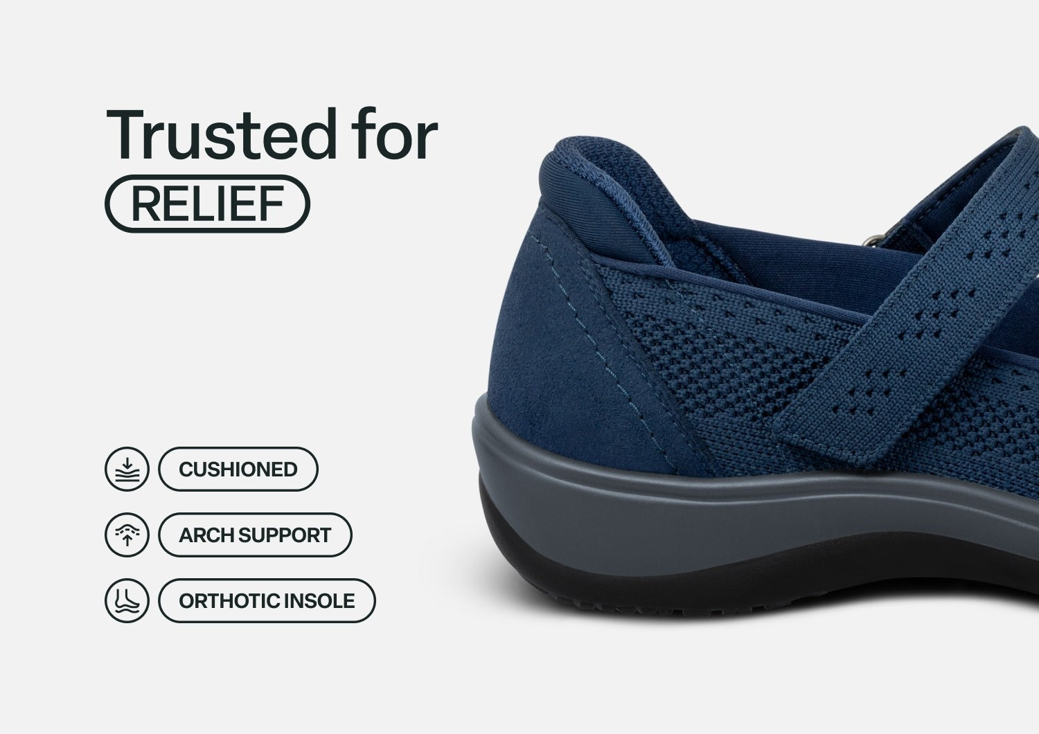 Orthofeet Jessa Cushioned Support Women's Casual Mary Jane - Navy - Feature Detail - 4