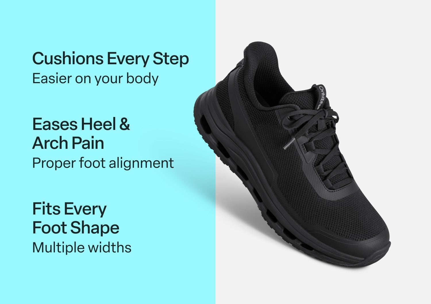 Orthofeet Journey Hands-Free Supportive Slip-On Men's Sneakers - Black/black - Comfort Benefits - 2