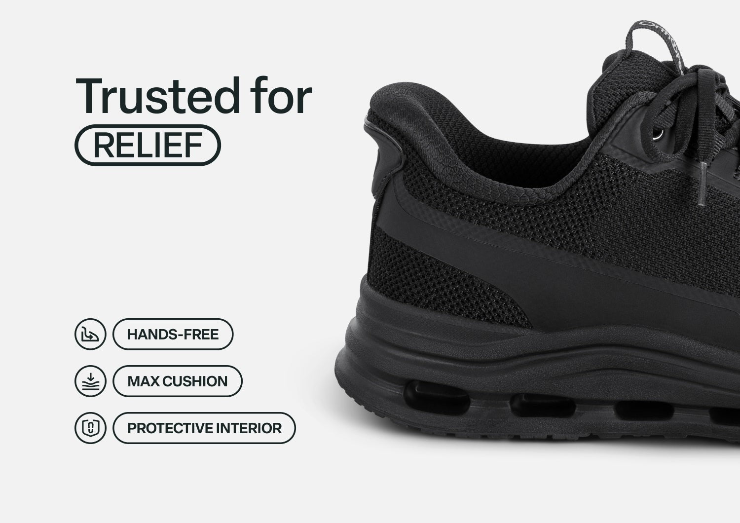 Orthofeet Journey Hands-Free Supportive Slip-On Men's Sneakers - Black/black - Feature Detail - 3