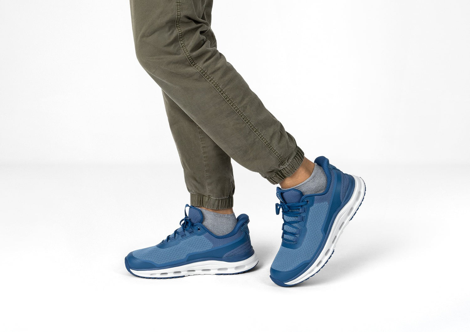 Orthofeet Journey Hands-Free Supportive Slip-On Men's Sneakers - Blue - Lifestyle View - 8
