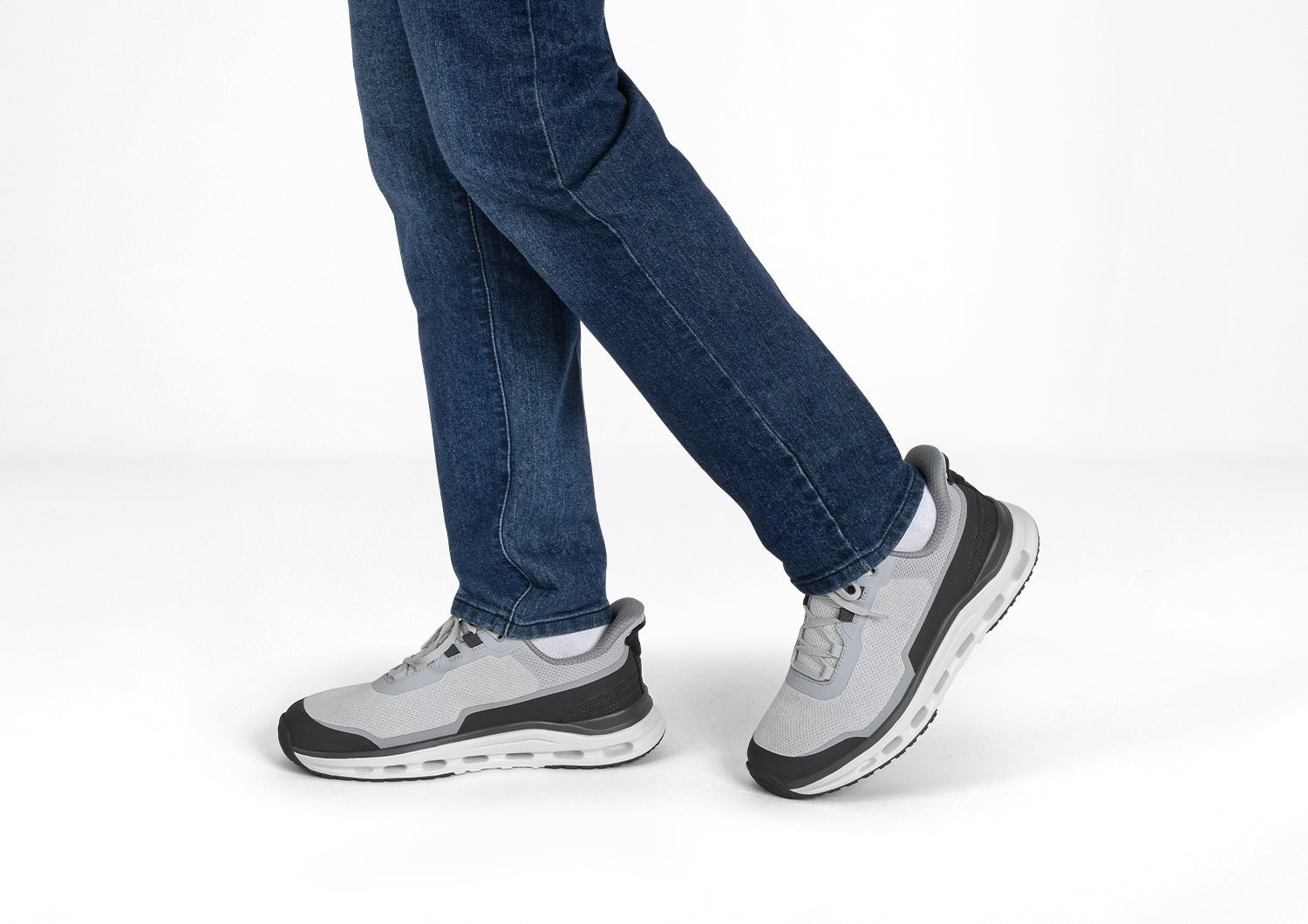 Orthofeet Journey Hands-Free Supportive Slip-On Men's Sneakers - Gray - Lifestyle View - 8