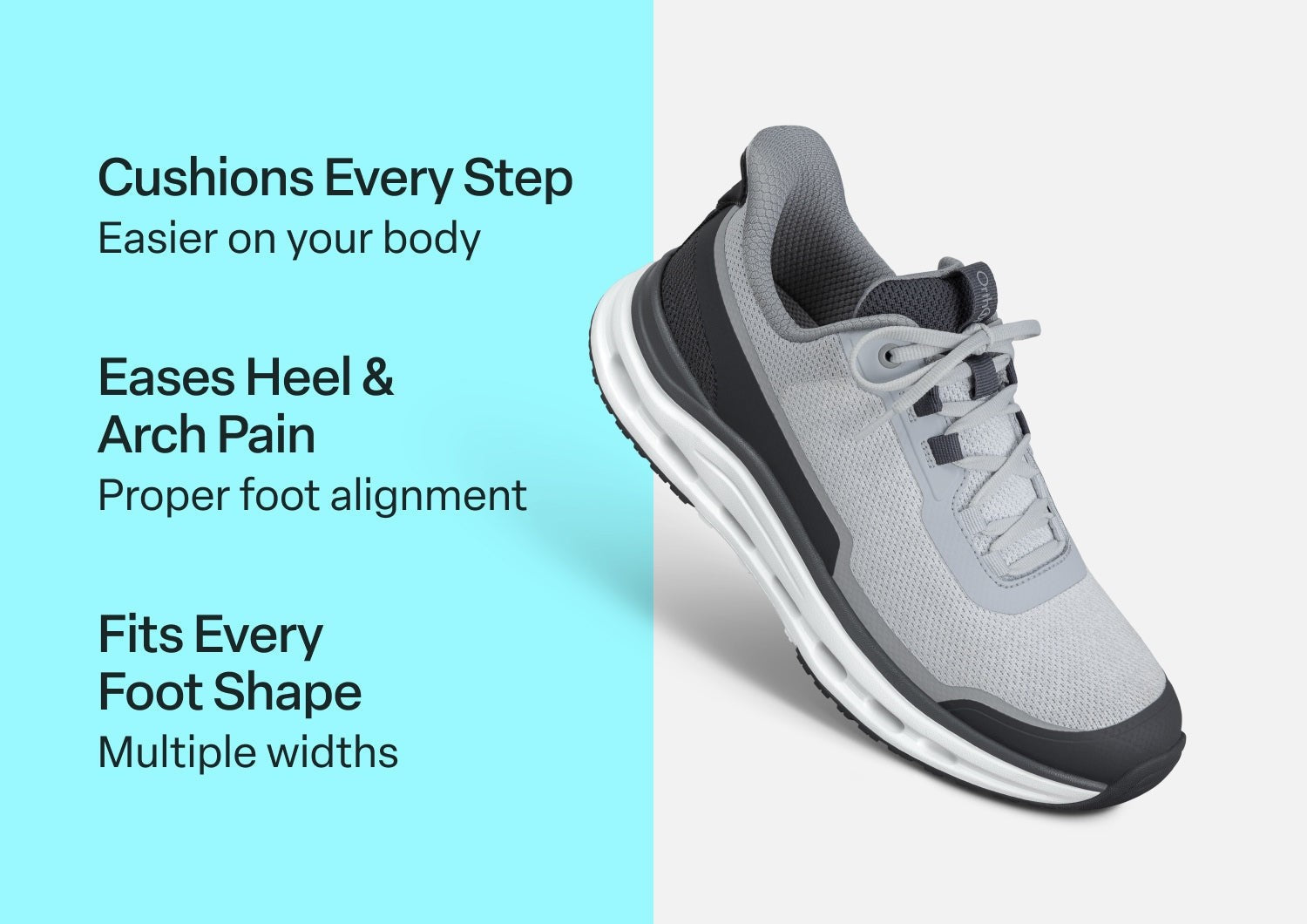 Orthofeet Journey Hands-Free Supportive Slip-On Men's Sneakers - Gray - Comfort Benefits - 2