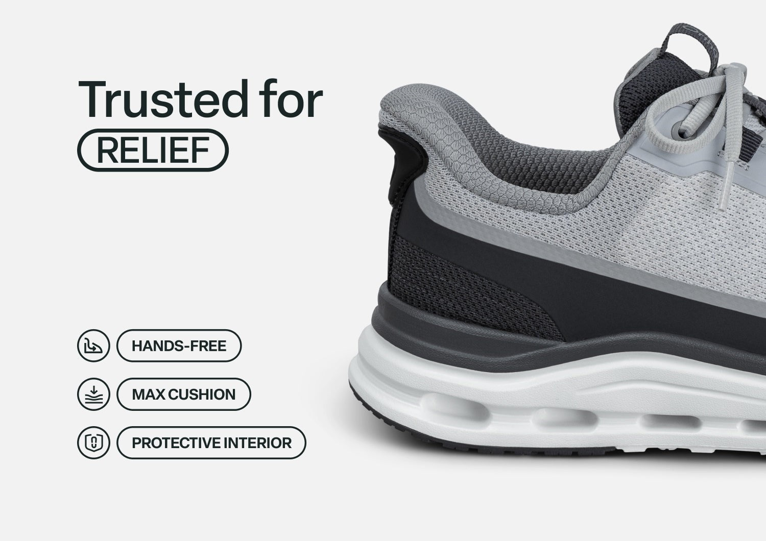 Orthofeet Journey Hands-Free Supportive Slip-On Men's Sneakers - Gray - Feature Detail - 3