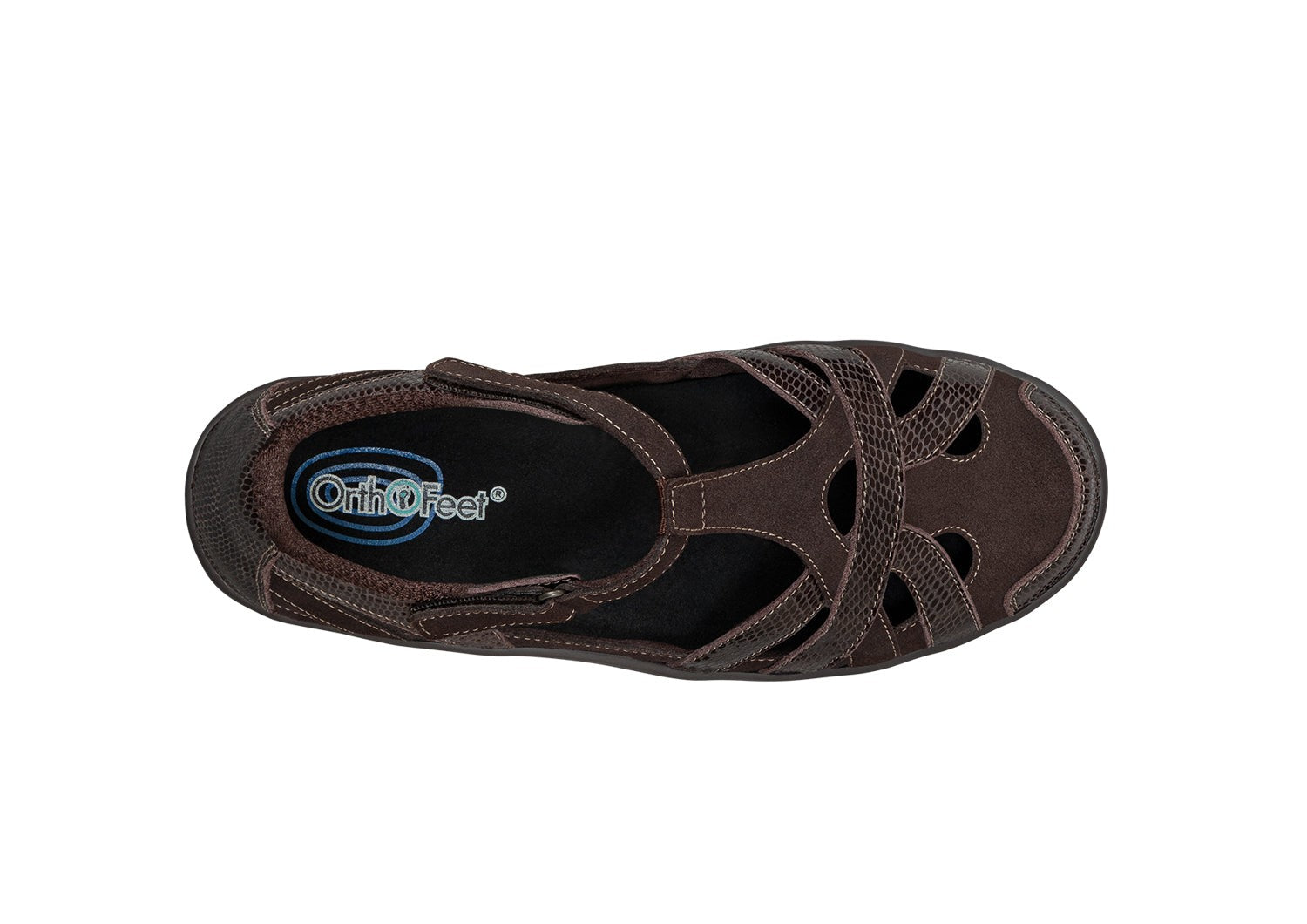 Orthofeet Juno Supportive Cushioned Women's Mary Jane - Chocolate - Bird's Eye View - 6