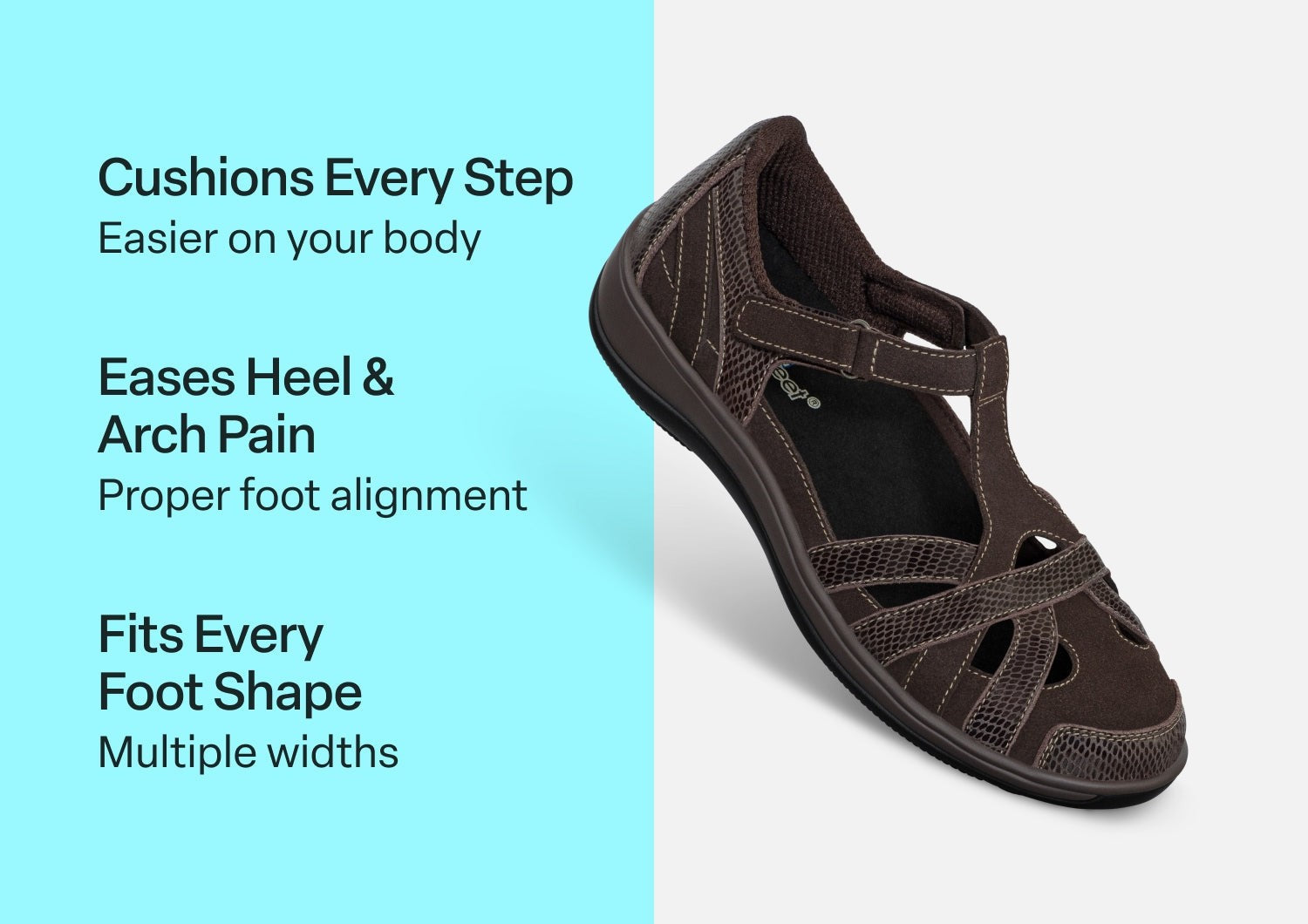 Orthofeet Juno Supportive Cushioned Women's Mary Jane - Chocolate - Comfort Benefits - 3