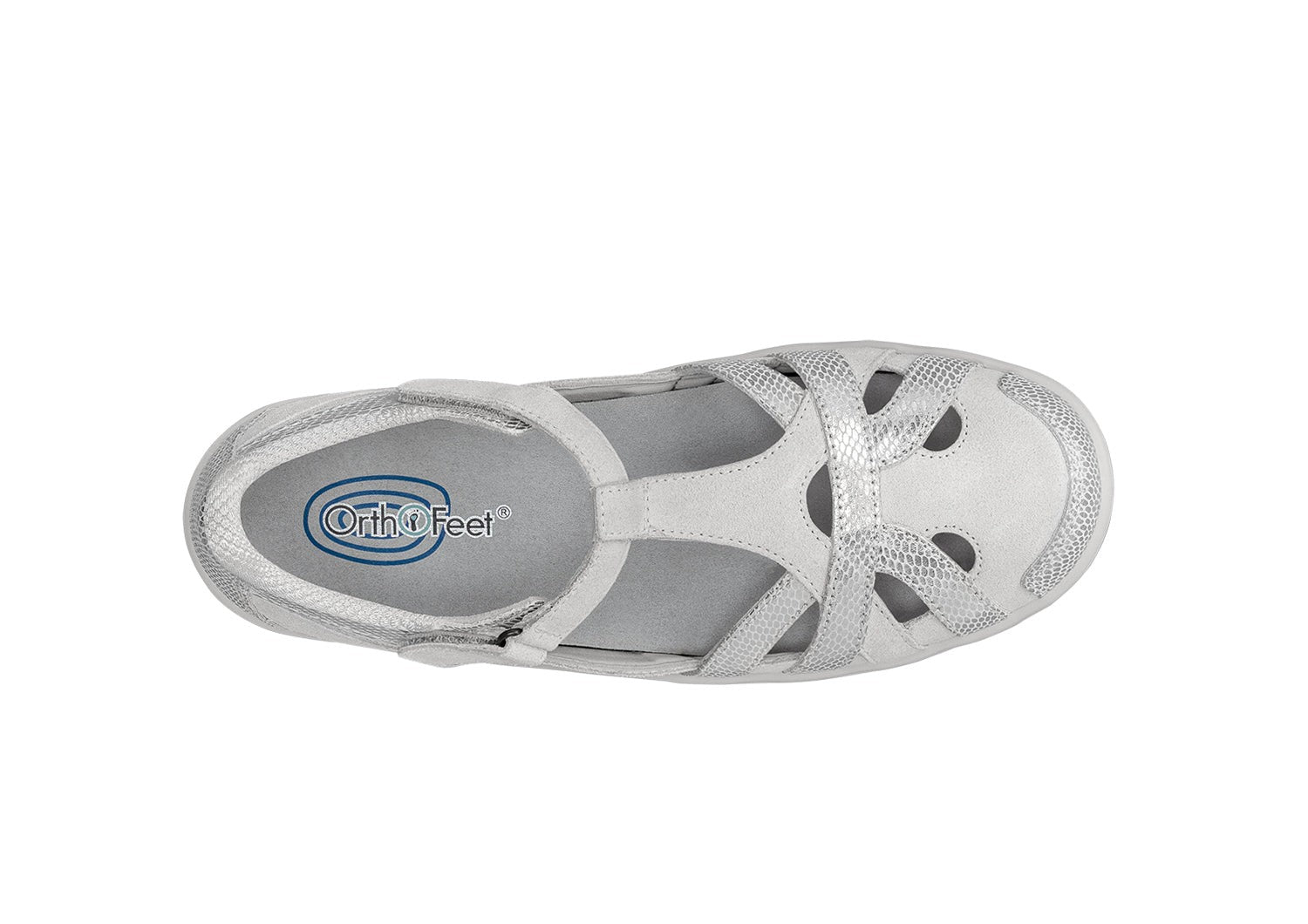 Orthofeet Juno Supportive Cushioned Women's Mary Jane - Gray/silver - Product View - 6