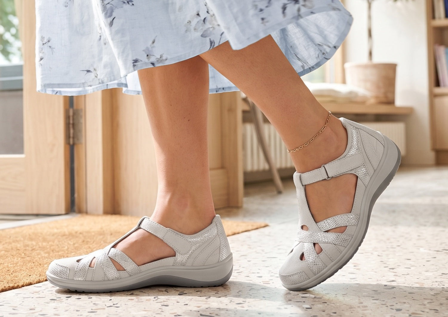 Orthofeet Juno Supportive Cushioned Women's Mary Jane - Gray/silver - Product View - 2