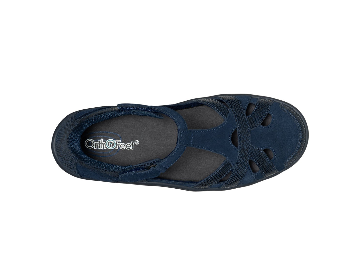 Orthofeet Juno Supportive Cushioned Women's Mary Jane - Navy - Bird's Eye View - 6