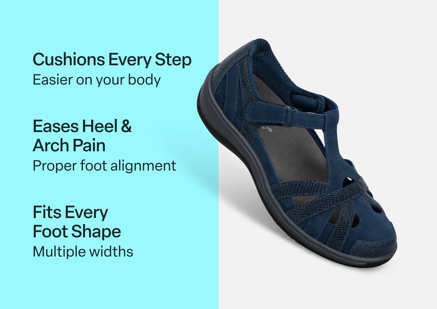 Orthofeet Juno Supportive Cushioned Women's Mary Jane - Navy - Comfort Benefits - 3
