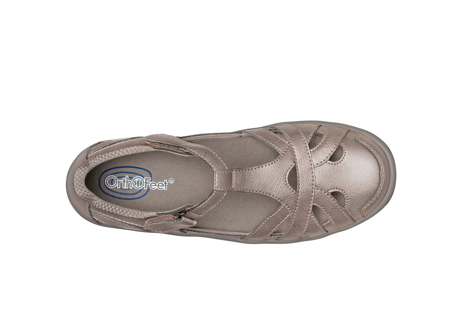 Orthofeet Juno Supportive Cushioned Women's Mary Jane - Pewter - Bird's Eye View - 6