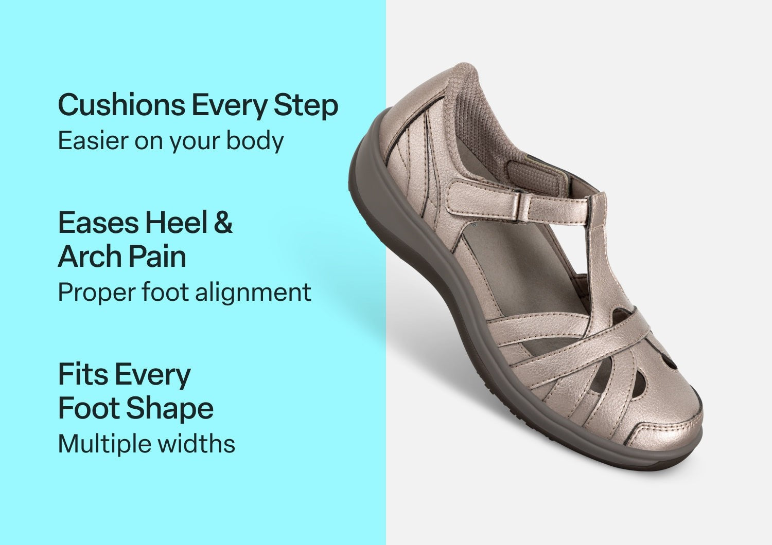 Orthofeet Juno Supportive Cushioned Women's Mary Jane - Pewter - Comfort Benefits - 3