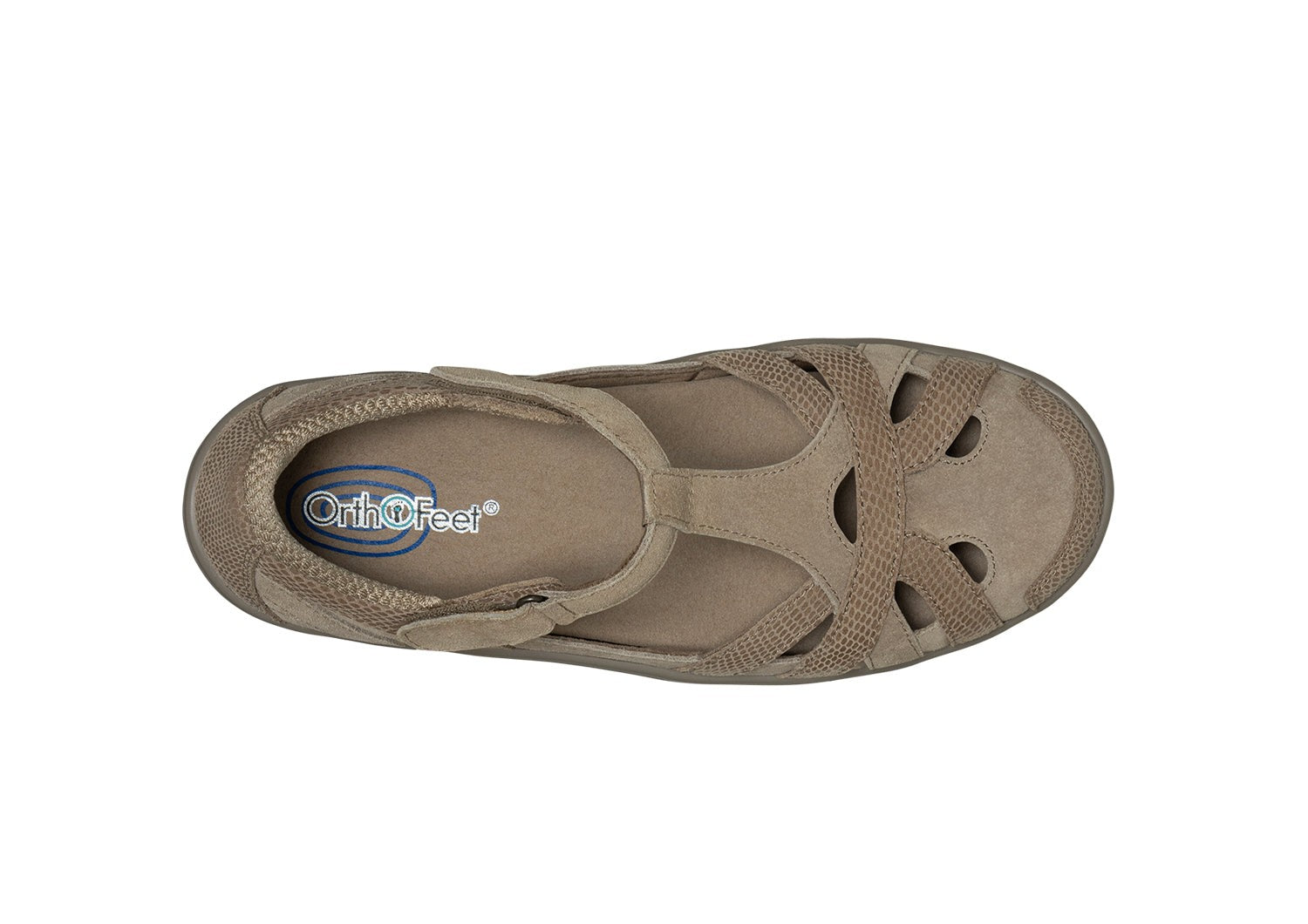 Orthofeet Juno Supportive Cushioned Women's Mary Jane - Taupe - Bird's Eye View - 6