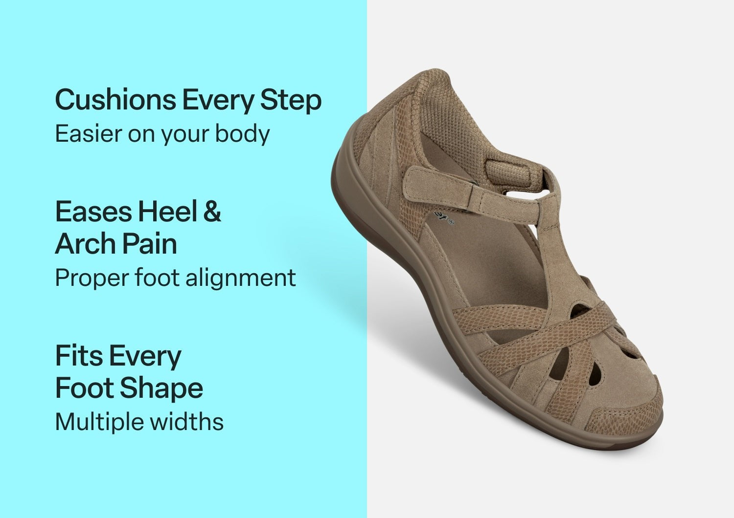 Orthofeet Juno Supportive Cushioned Women's Mary Jane - Taupe - Comfort Benefits - 3