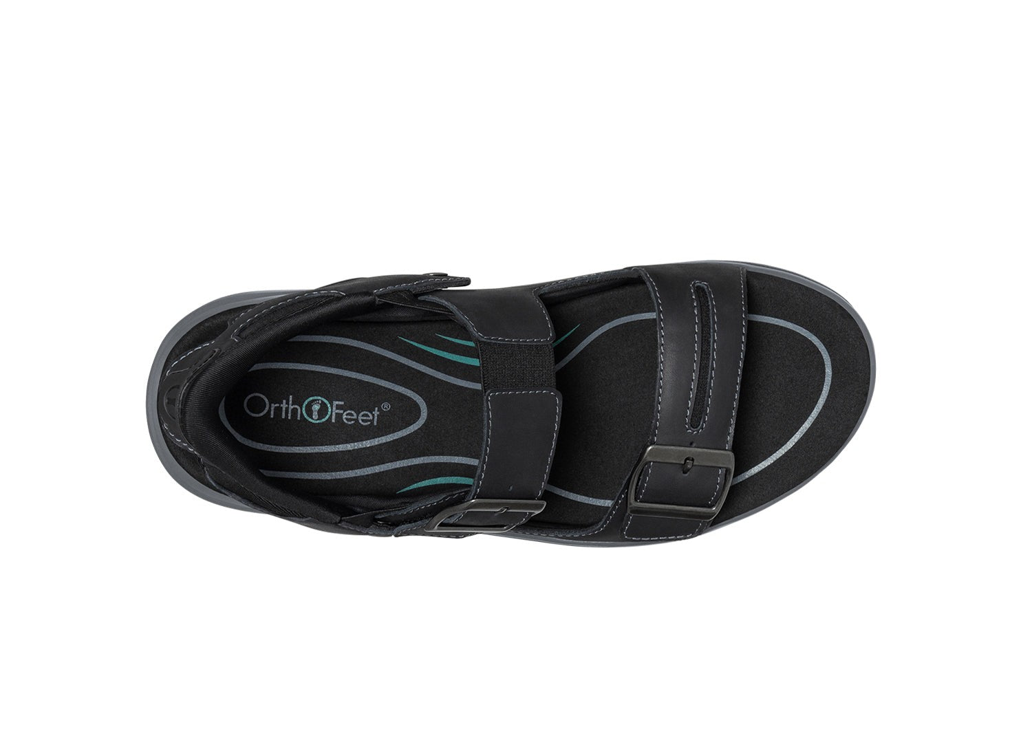 Orthofeet Jupiter Hands-Free Supportive Slip-On Men's Sandals - Black - Bird's Eye View - 6