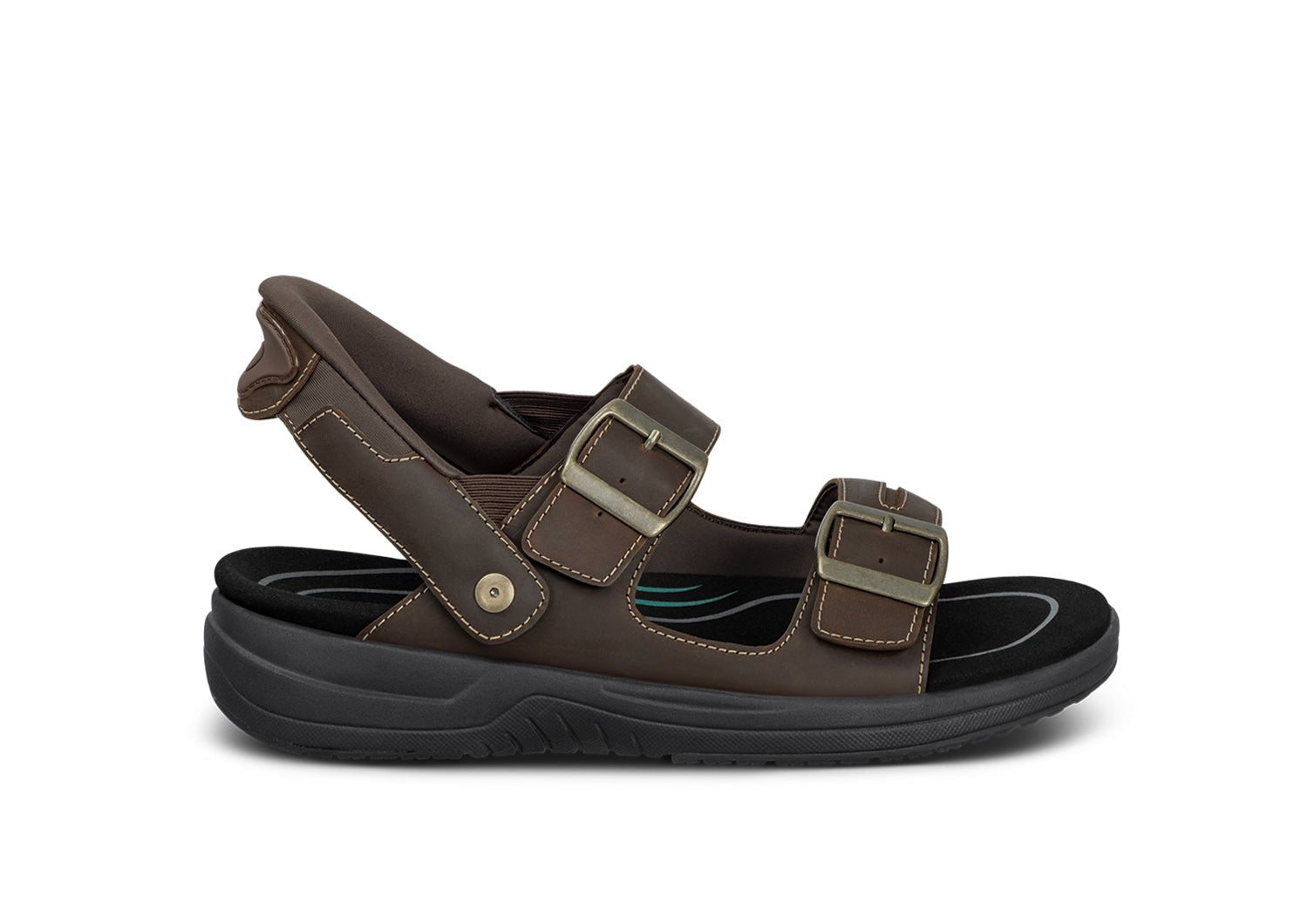 Orthofeet Jupiter Hands-Free Supportive Slip-On Men's Sandals in Brown