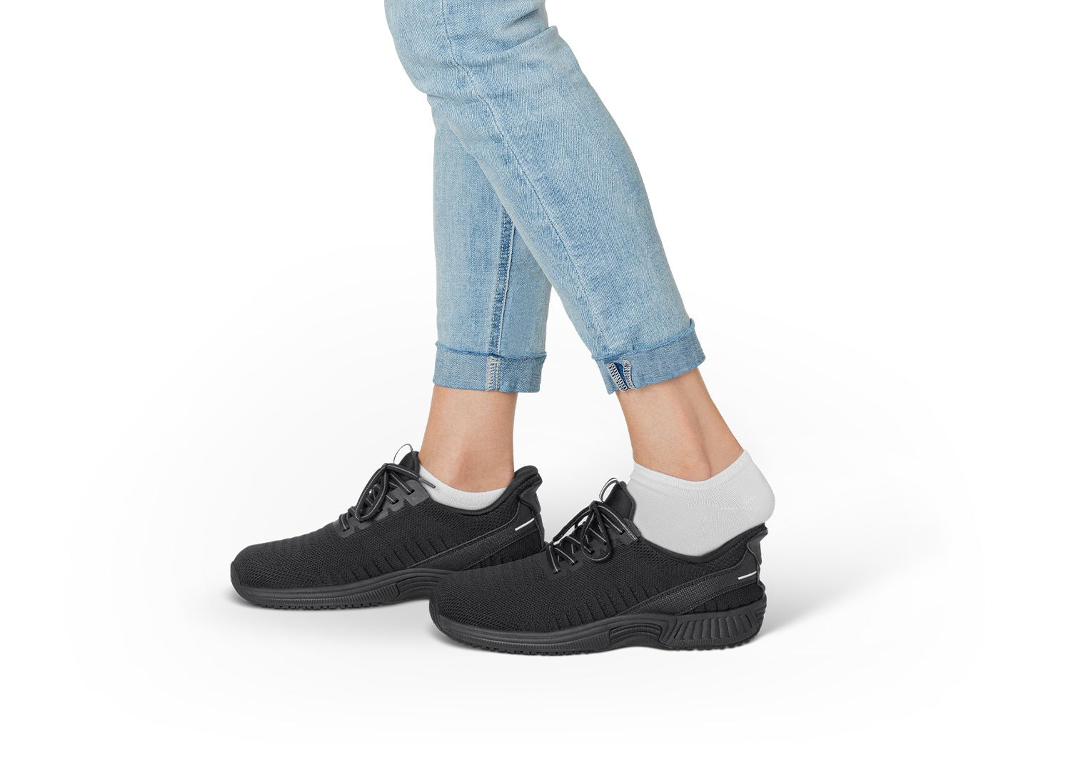 Orthofeet Kita Hands-Free Supportive Women's Sneaker - Black - Lifestyle View - 8