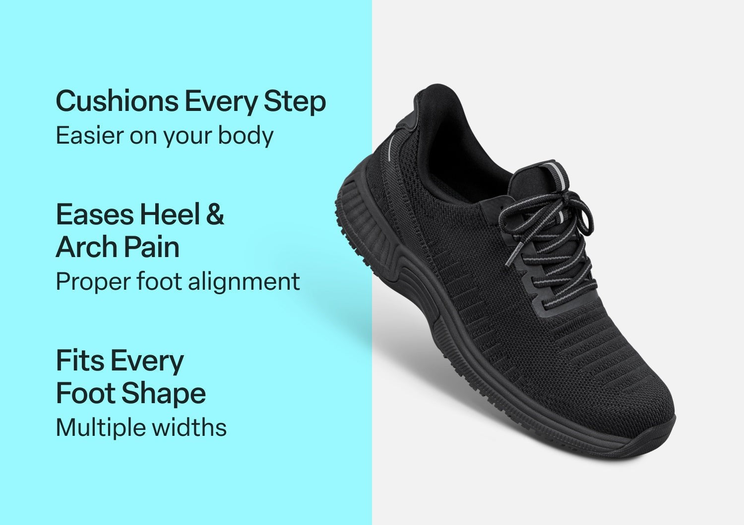 Orthofeet Kita Hands-Free Supportive Women's Sneaker - Black - Comfort Benefits - 2