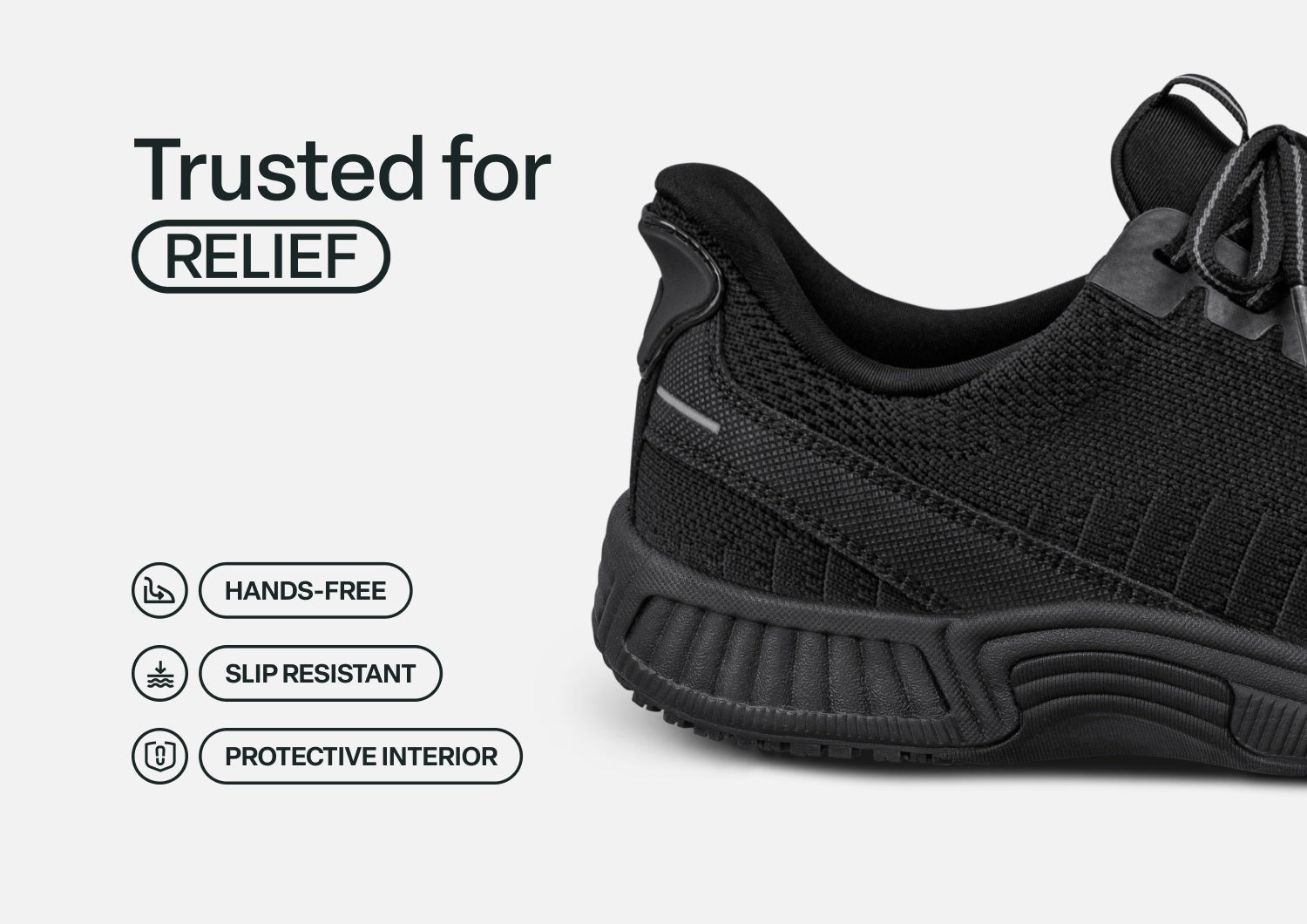 Orthofeet Kita Hands-Free Supportive Women's Sneaker - Black - Feature Detail - 3
