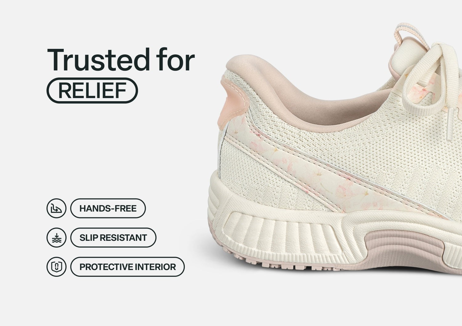 Orthofeet Kita Hands-Free Supportive Women's Sneaker - Floral Pink - Feature Detail - 3