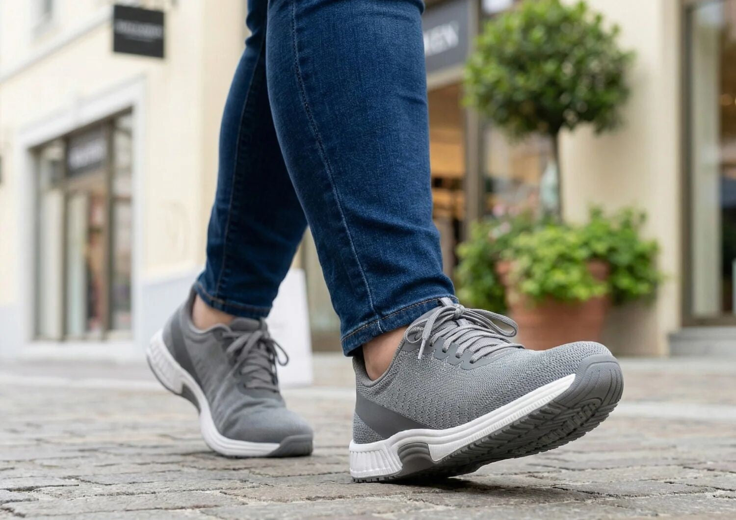 Orthofeet Kita Hands-Free Supportive Women's Sneaker - Gray Glitter - Lifestyle View - 7