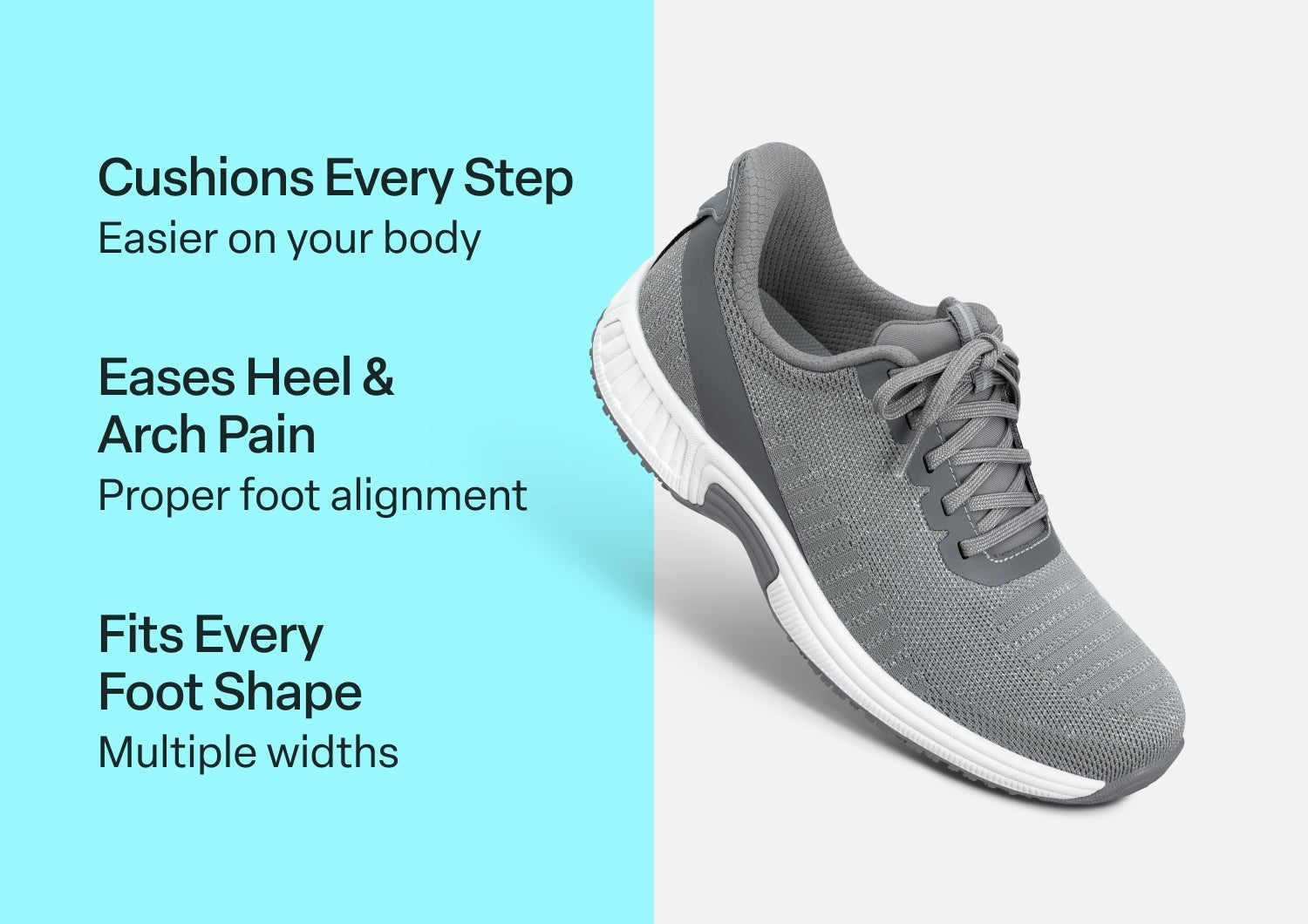 Orthofeet Kita Hands-Free Supportive Women's Sneaker - Gray Glitter - Comfort Benefits - 2