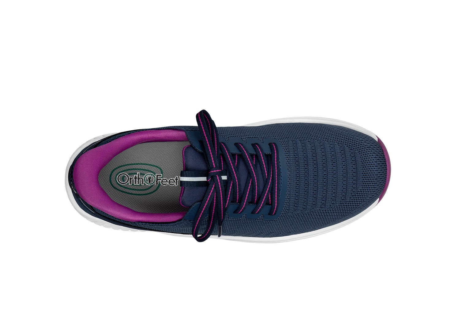 Orthofeet Kita Hands-Free Supportive Women's Sneaker - Navy/orchid - Bird's Eye View - 5