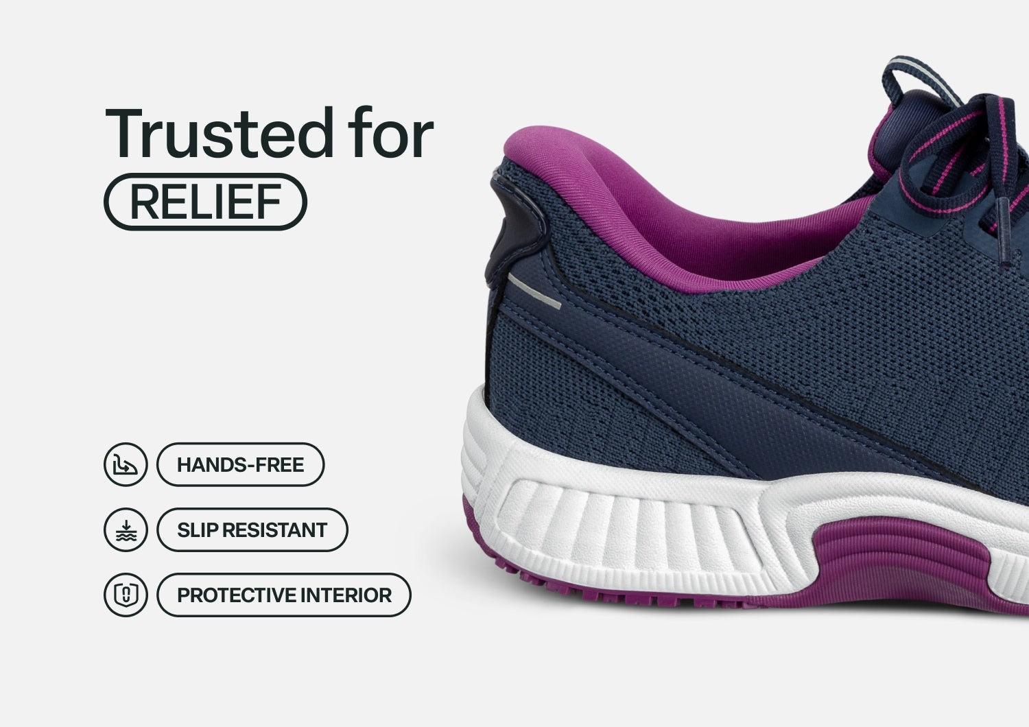 Orthofeet Kita Hands-Free Supportive Women's Sneaker - Navy/orchid - Feature Detail - 3