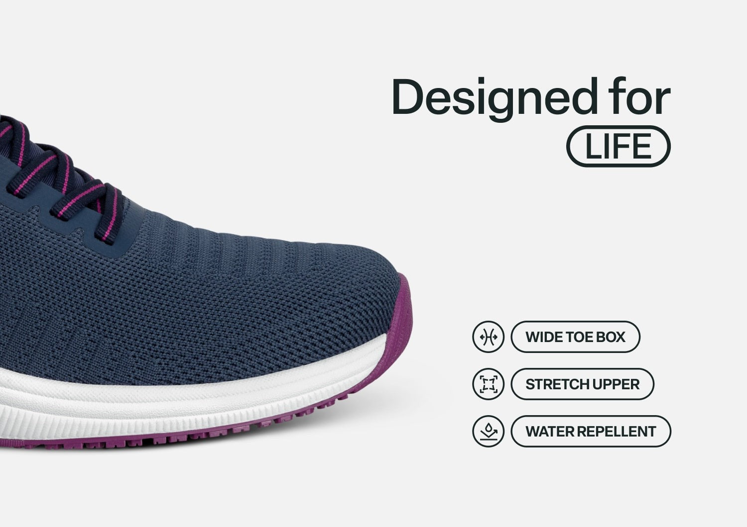 Orthofeet Kita Hands-Free Supportive Women's Sneaker - Navy/orchid - Feature Detail - 4