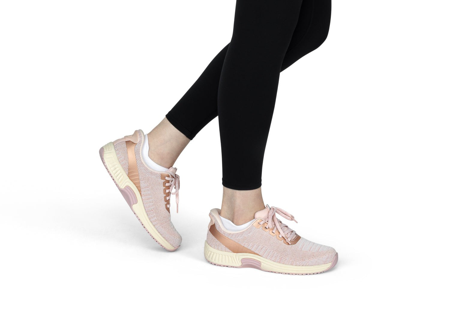 Orthofeet Kita Hands-Free Supportive Women's Sneaker - Rose Gold - Lifestyle View - 8