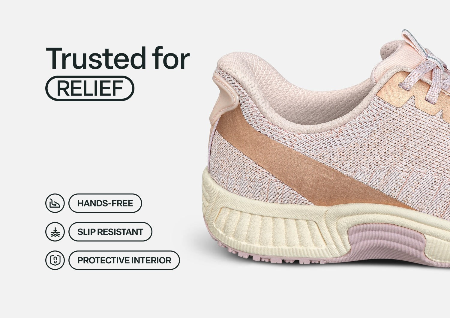 Orthofeet Kita Hands-Free Supportive Women's Sneaker - Rose Gold - Feature Detail - 3