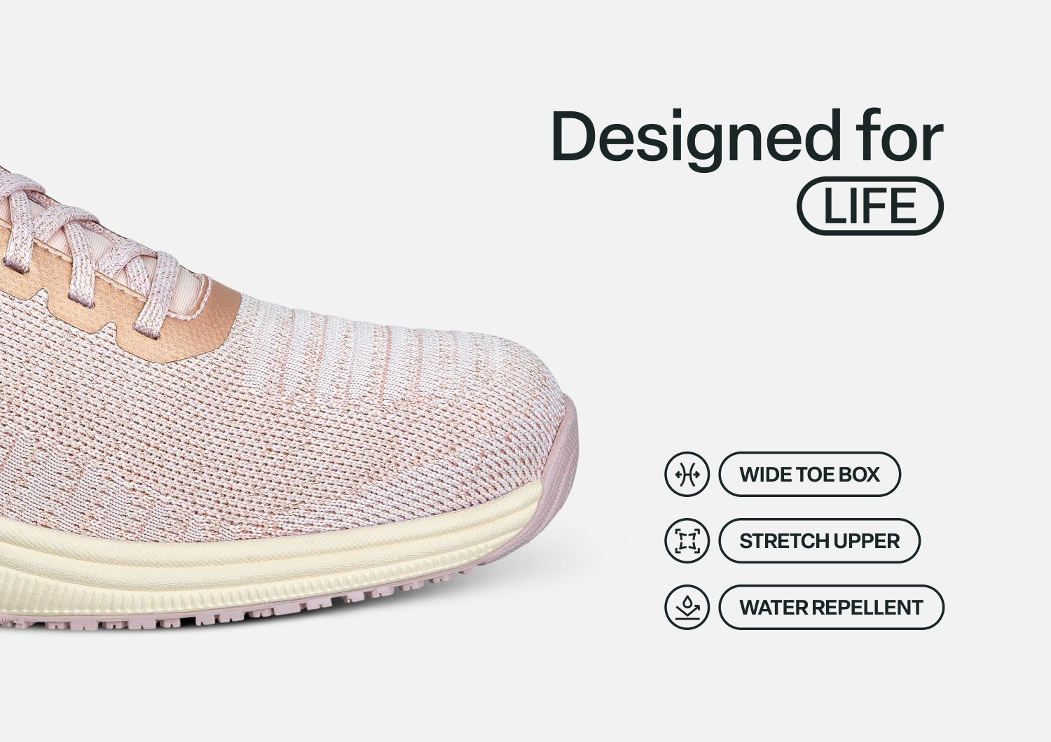Orthofeet Kita Hands-Free Supportive Women's Sneaker - Rose Gold - Feature Detail - 4