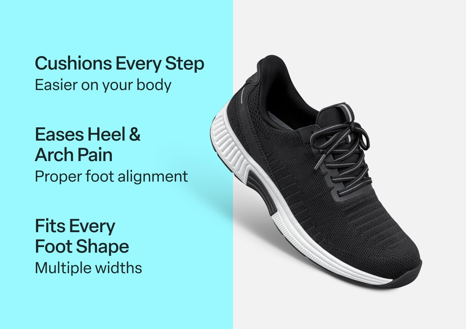 Orthofeet Kita Hands-Free Women's Sneakers - Black - Comfort Benefits - 2