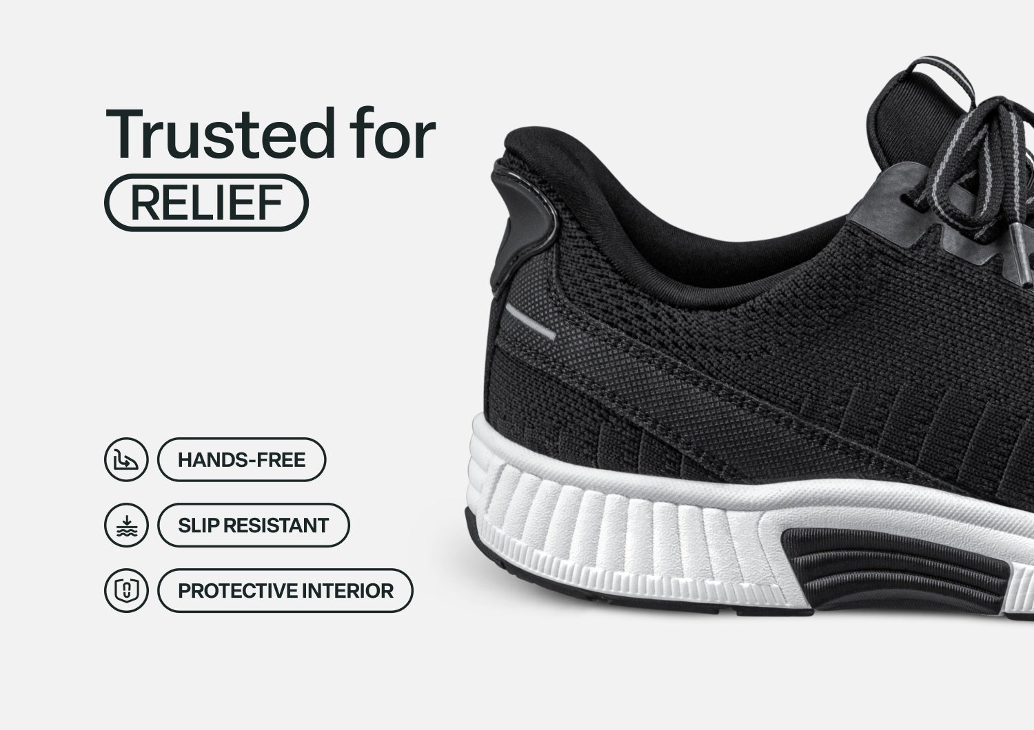 Orthofeet Kita Hands-Free Women's Sneakers - Black - Feature Detail - 3