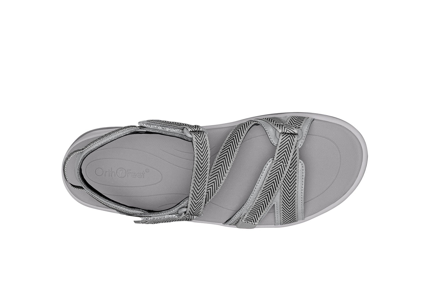 Orthofeet Lake Heel Strap Women's Sandal - Gray - Bird's Eye View - 7