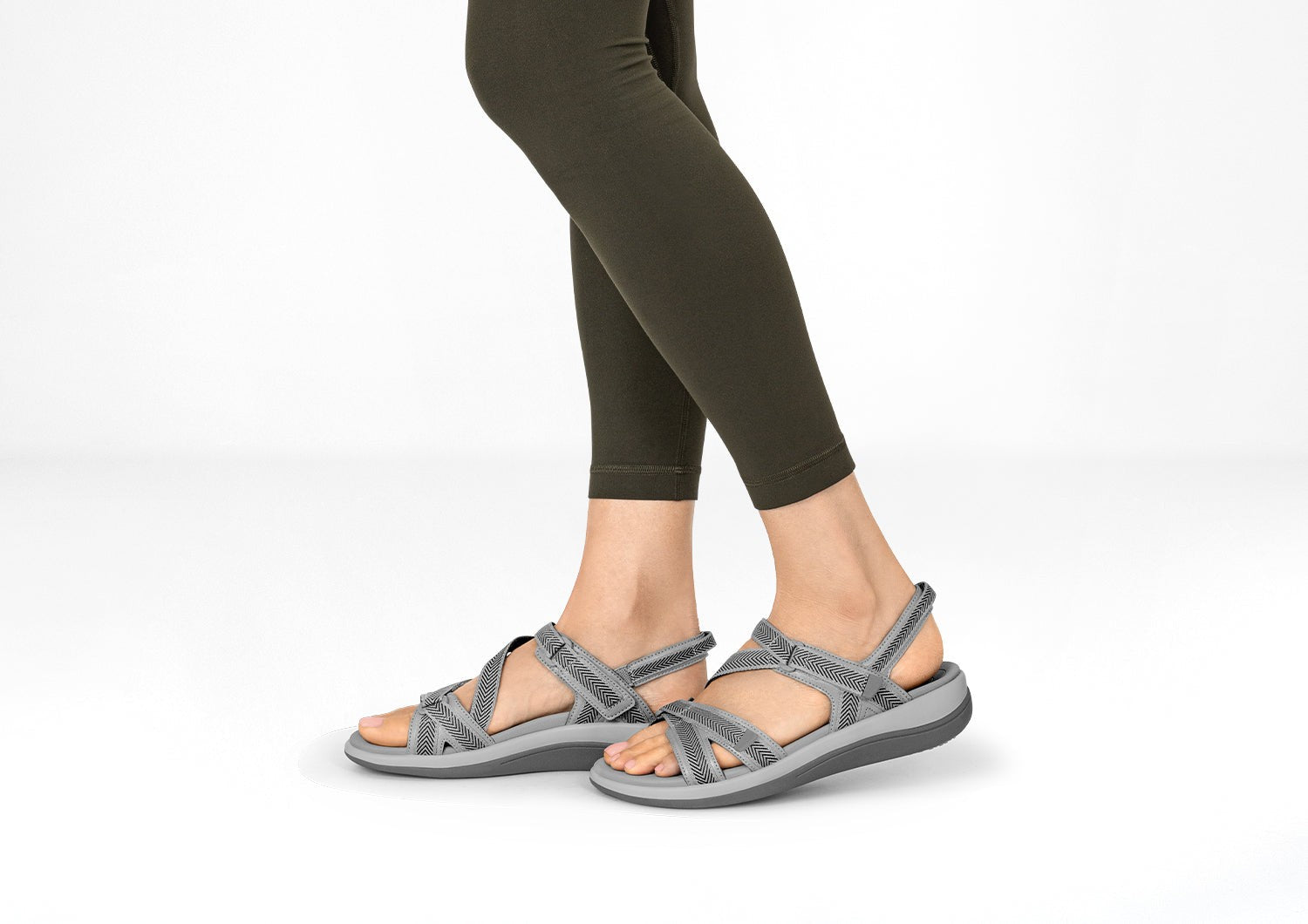 Orthofeet Lake Heel Strap Women's Sandal - Gray - Lifestyle View - 2