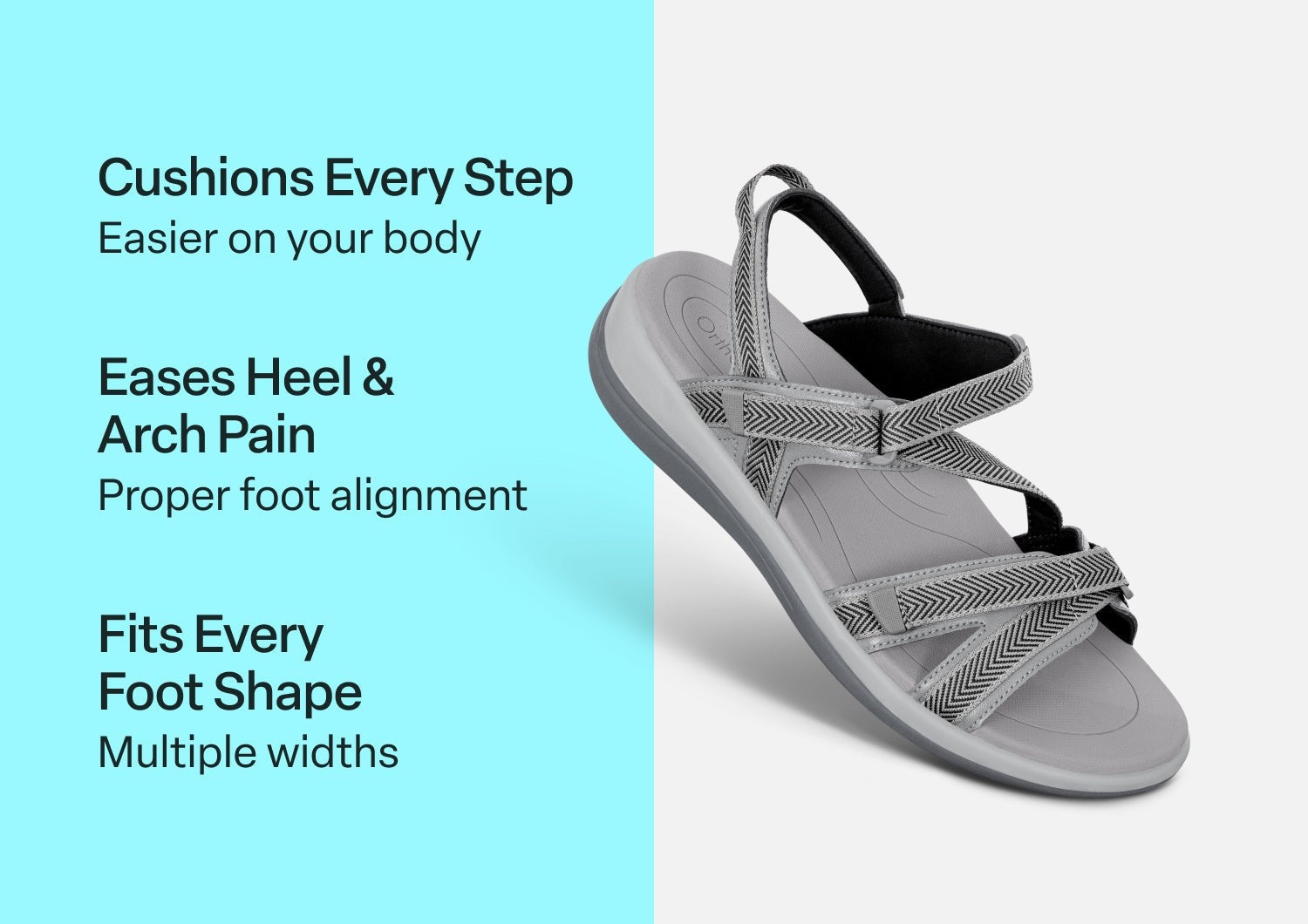 Orthofeet Lake Heel Strap Women's Sandal - Gray - Comfort Benefits - 3