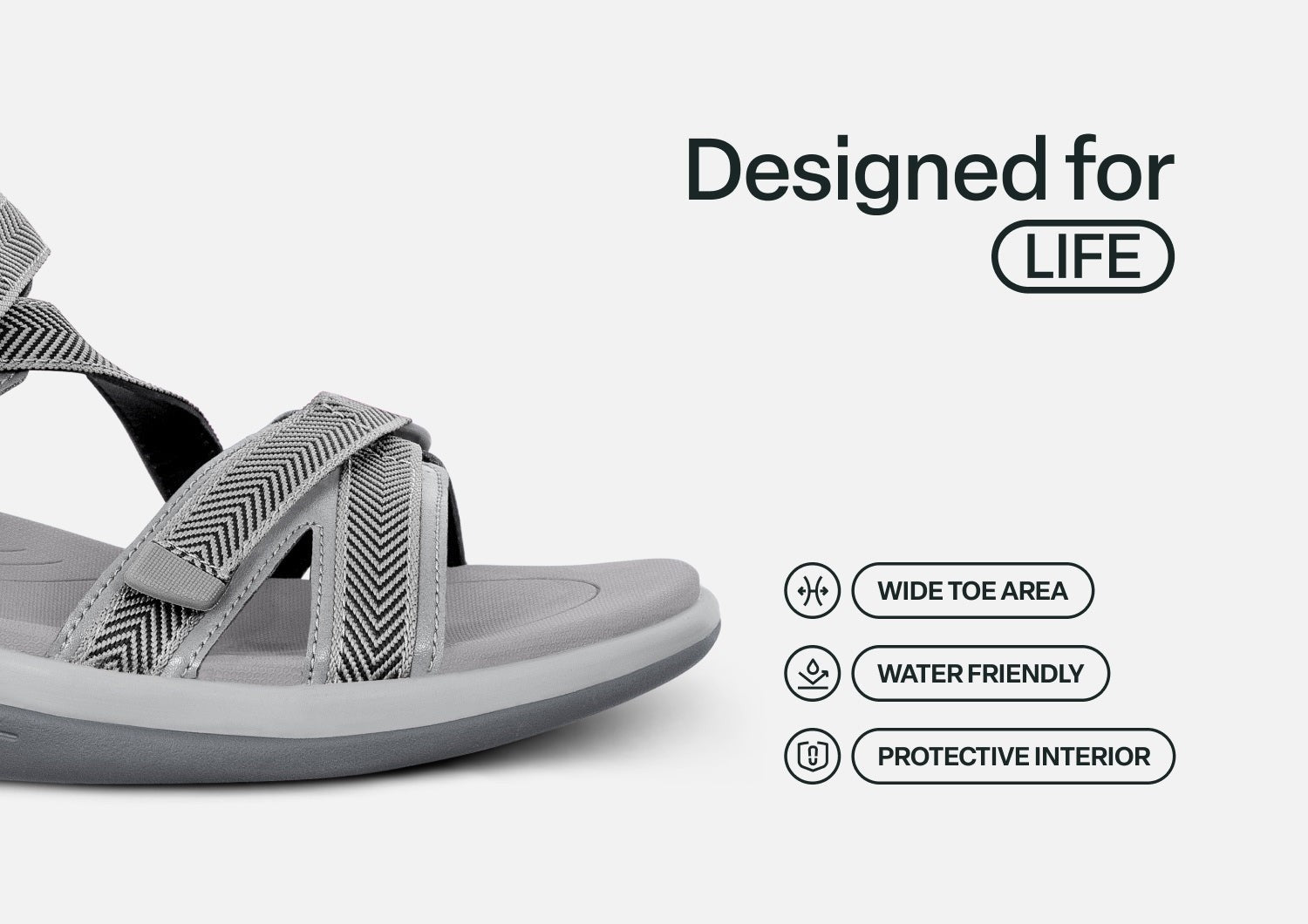 Orthofeet Lake Heel Strap Women's Sandal - Gray - Feature Detail - 5
