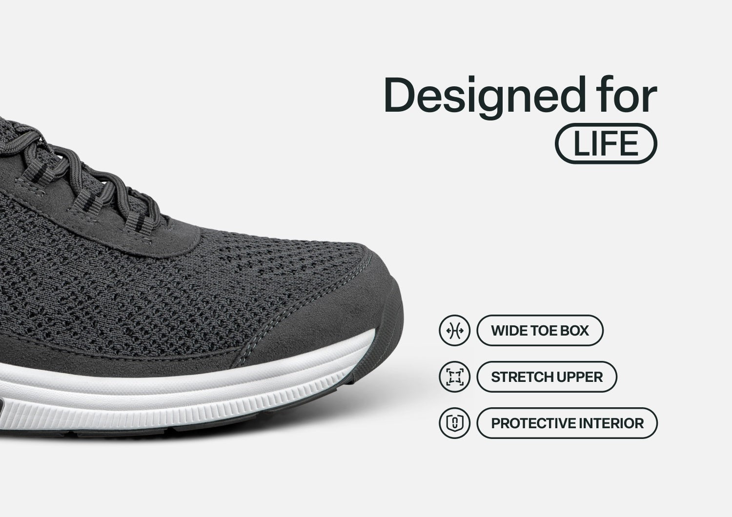 Orthofeet Lava Stretch Customizable Support Men's Sneaker - Dark Gray - Feature Detail - 5