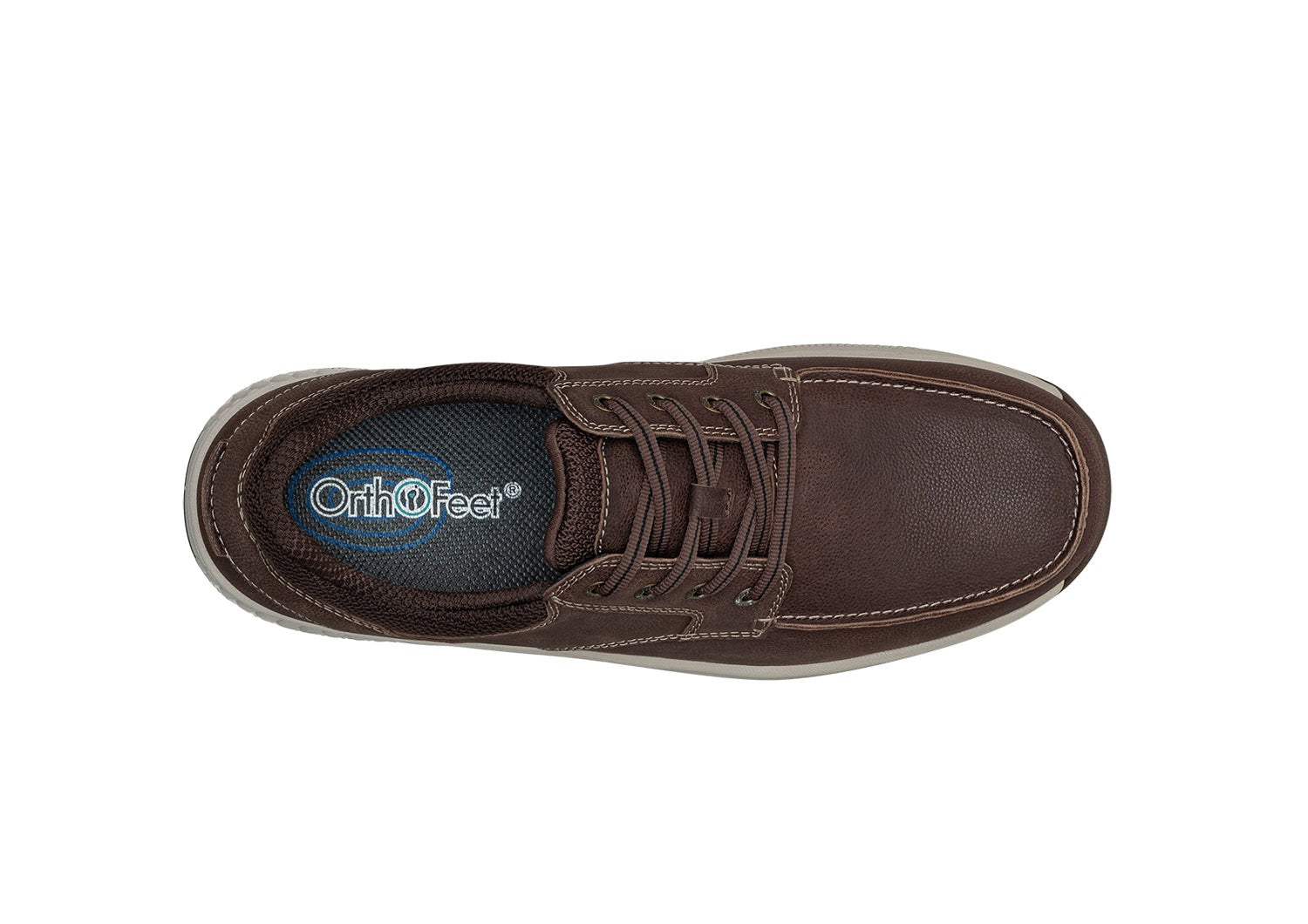 Orthofeet Leo Stretch Men's Sneakers - Brown - Bird's Eye View - 6