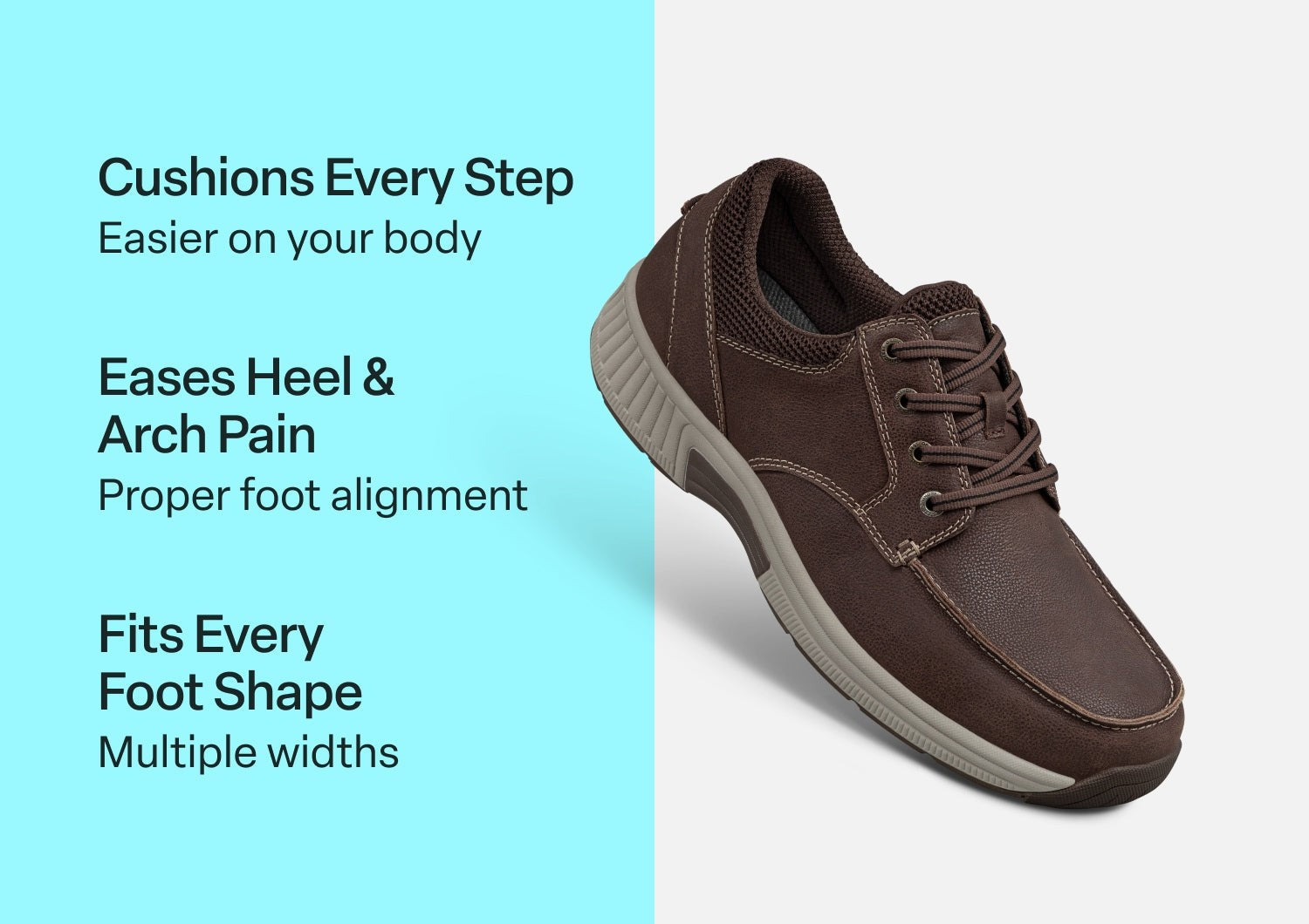 Orthofeet Leo Stretch Men's Sneakers - Brown - Comfort Benefits - 3