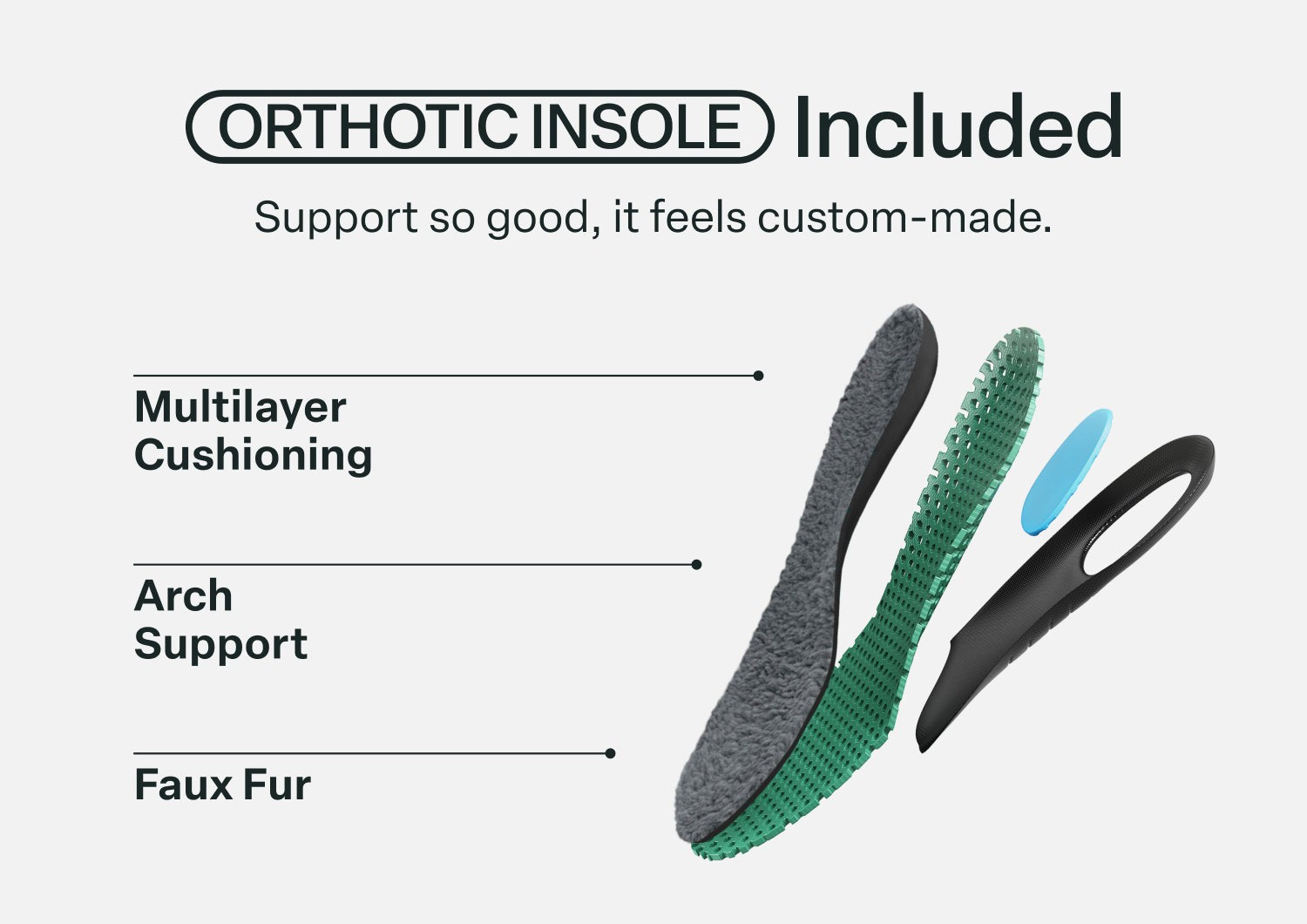 Orthofeet Lorin Wool Supportive Hands-Free Slipper-Shoe - Black - Orthotic Insole Details - 5